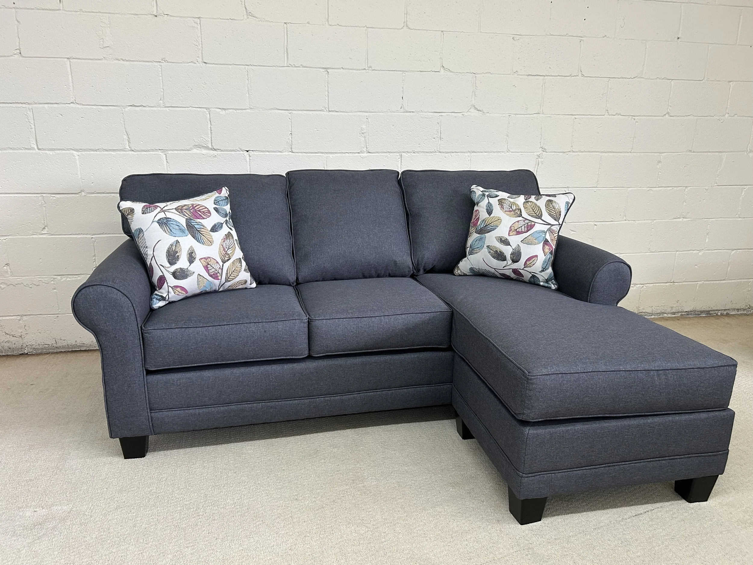 Hughes “Chofa” chaise and sofa in Jitterbug Grey fabric