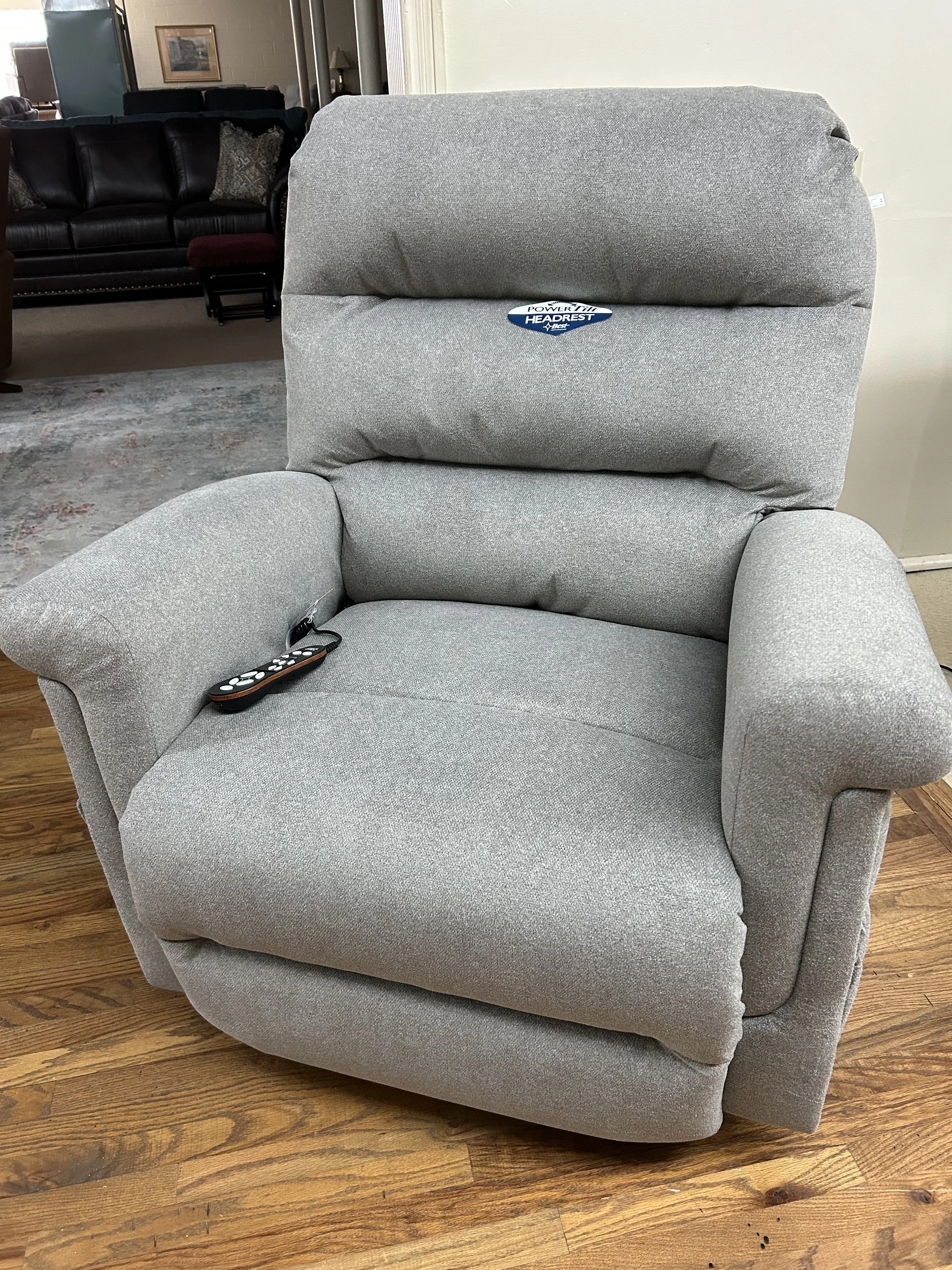 Best HF - 'Metis' 3-motor large, power reclining lift-chair with articulating headrest in slate grey Alta performance-fabric.  Supports 375 lbs.  Reclines to zero-gravity, Trendelenburg, and lay flat positions.