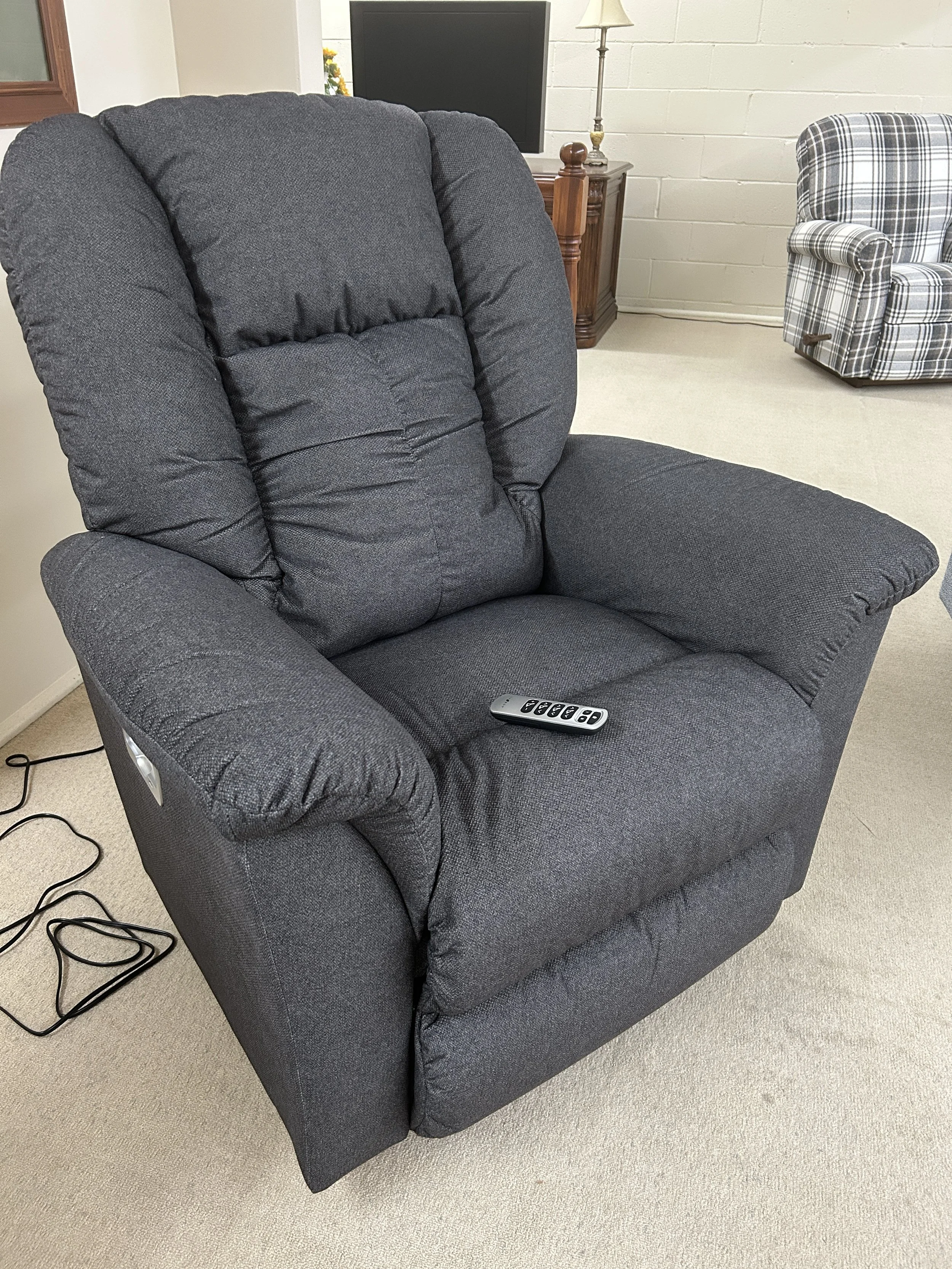 LaZBoy - Jasper power wall-away recliner with power headrest and lumbar in grey fabric