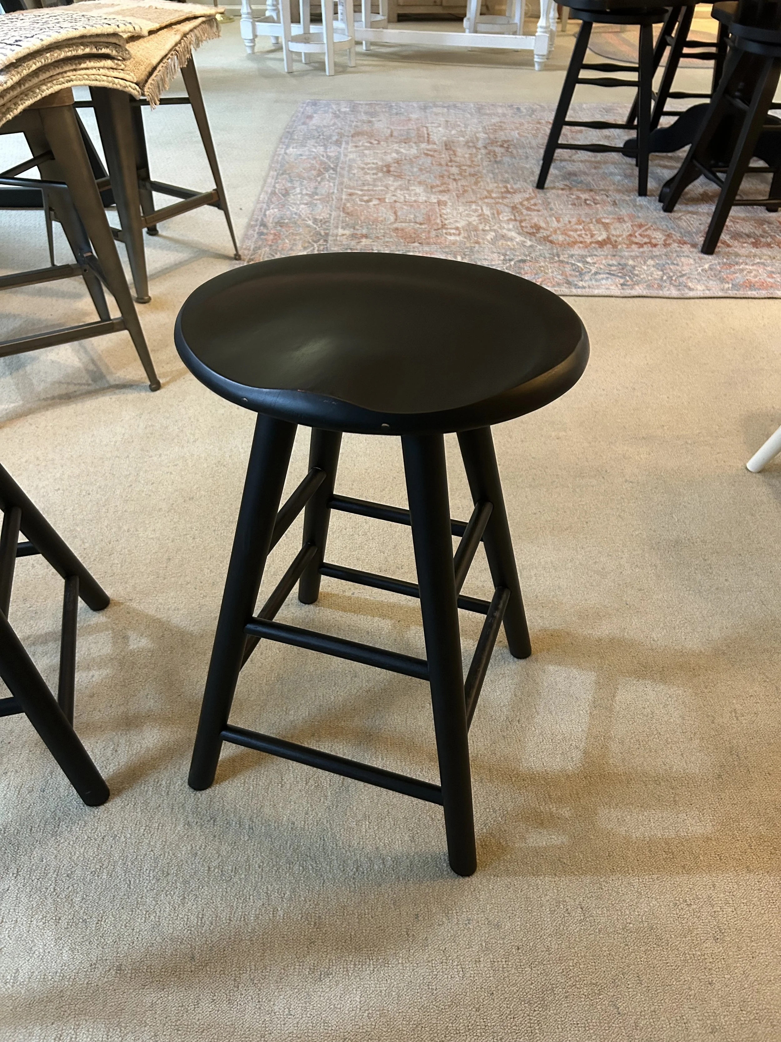 24” swivel barstool in black finish on solid wood by TEI