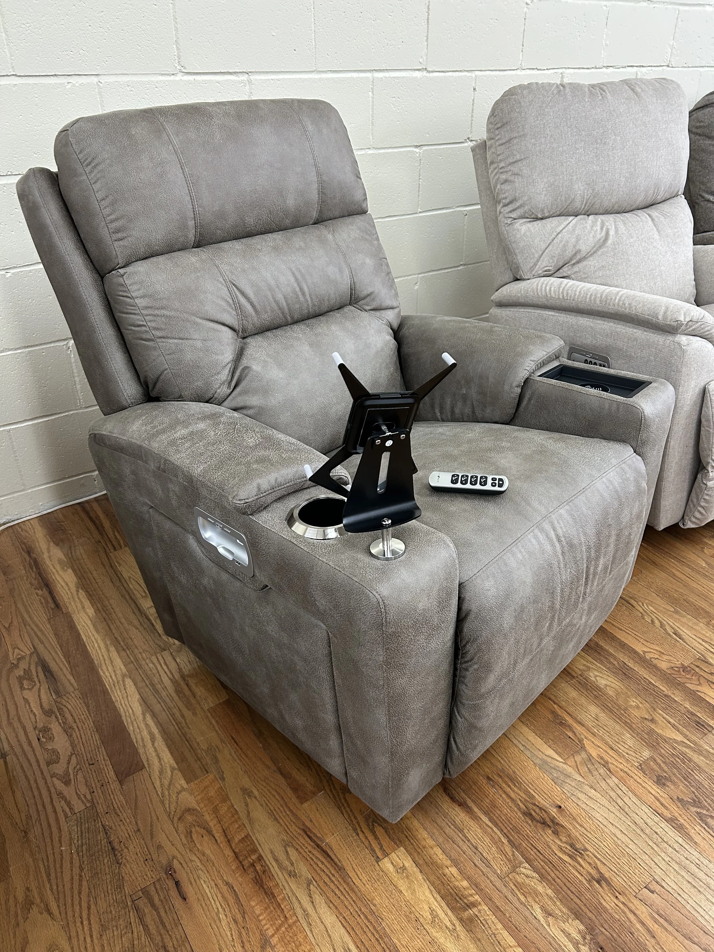 LaZBoy - Neo power rocker recliner with power headrest, lumbar, phone charger, cup-holder, storage, and tablet holder