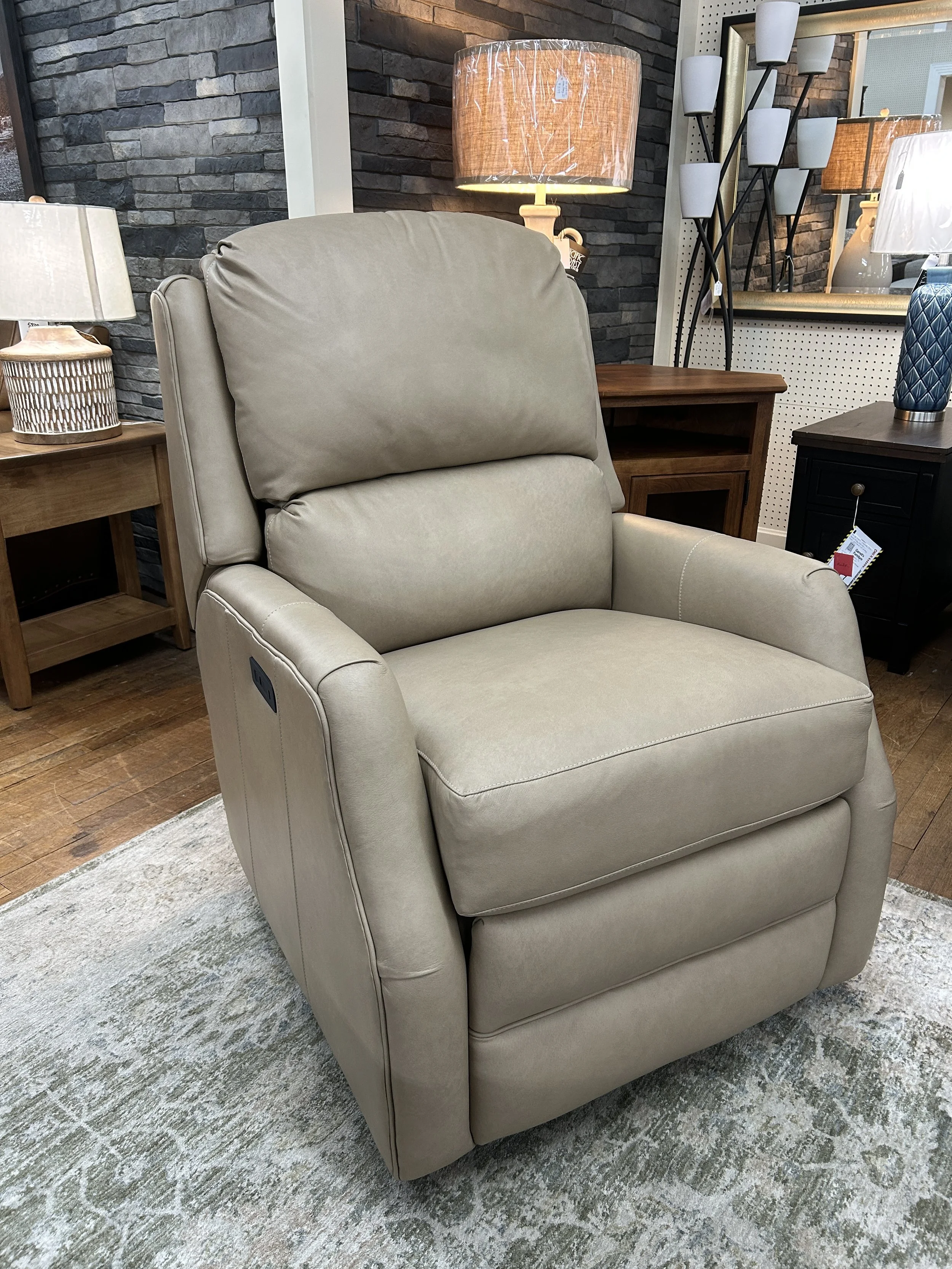 Smith Brothers - power reclining chair (757-38) in beige leather 