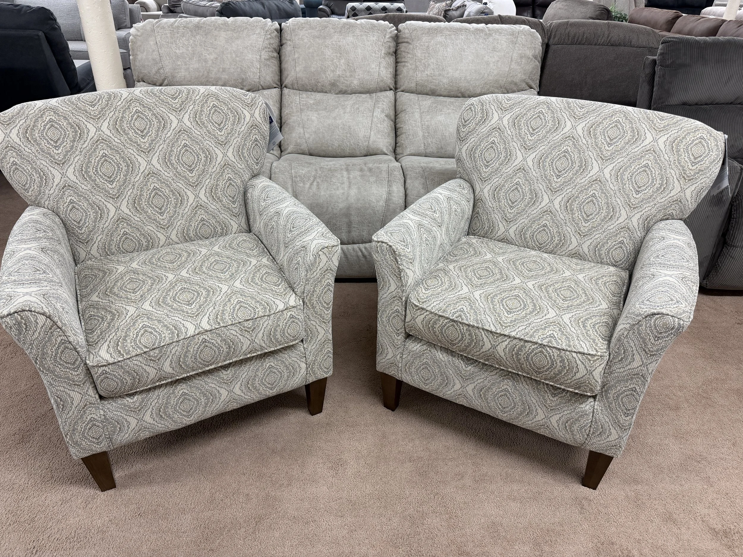 Best Home Furnishings - 'Sadie' club chair in medallion print on oatmeal fabric