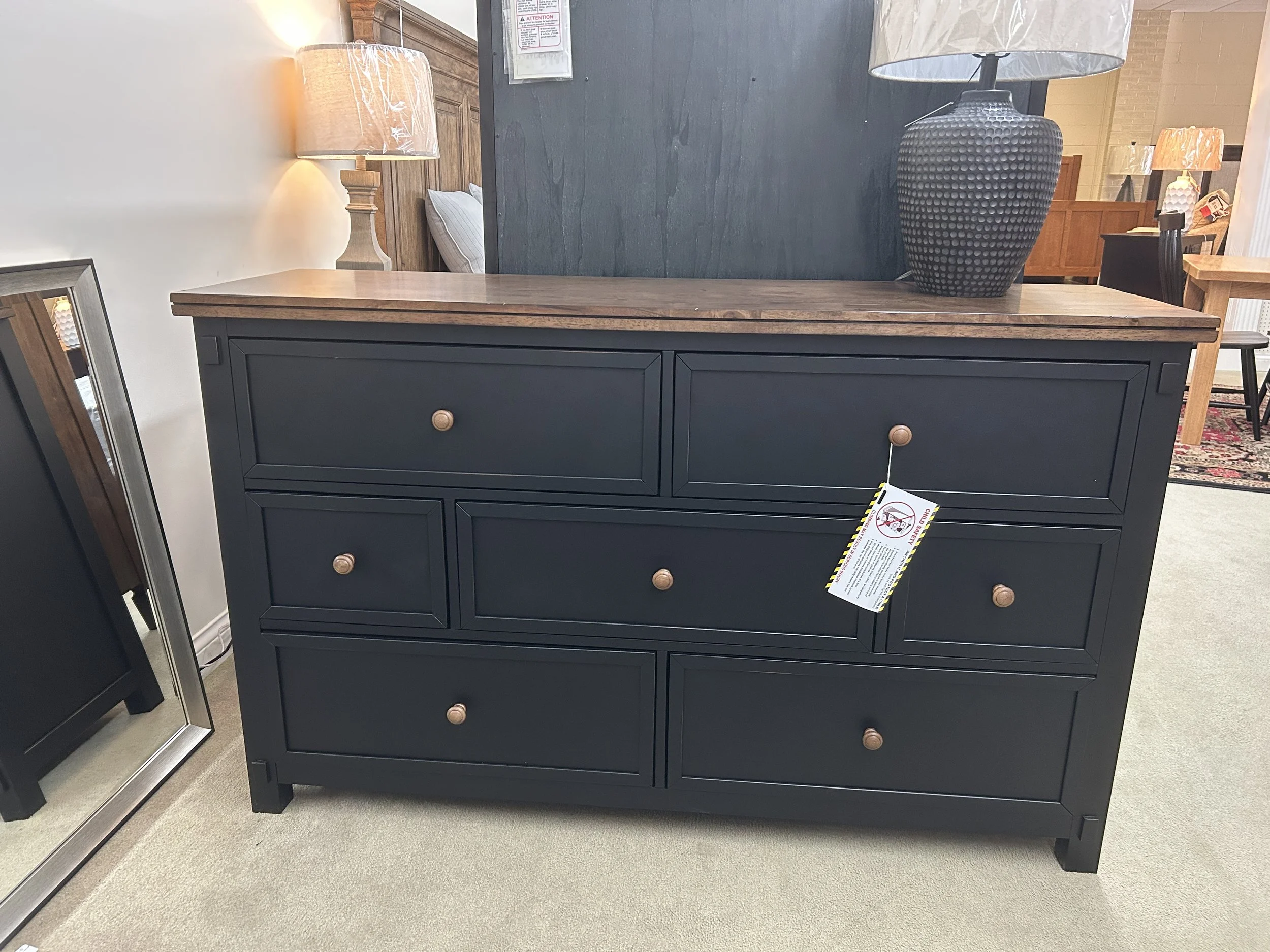 Stormy Ridge dresser in two-tone: slate black and distressed chickory by A-America