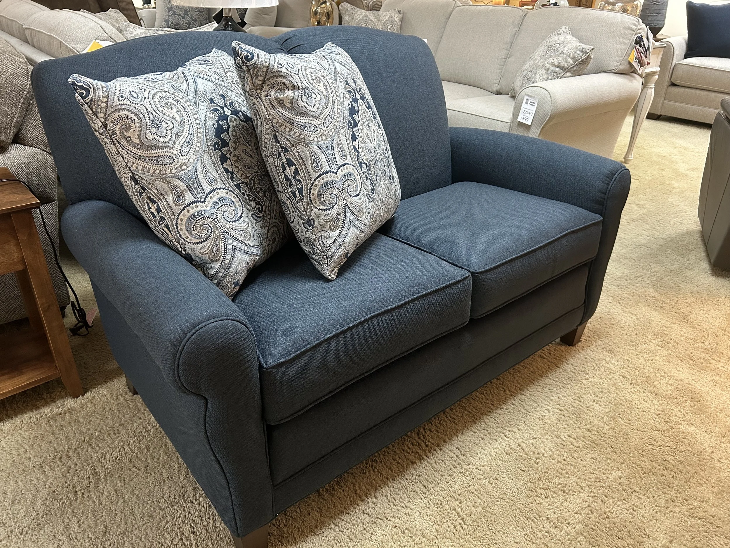 Smith Brothers - 58” loveseat in blue fabric