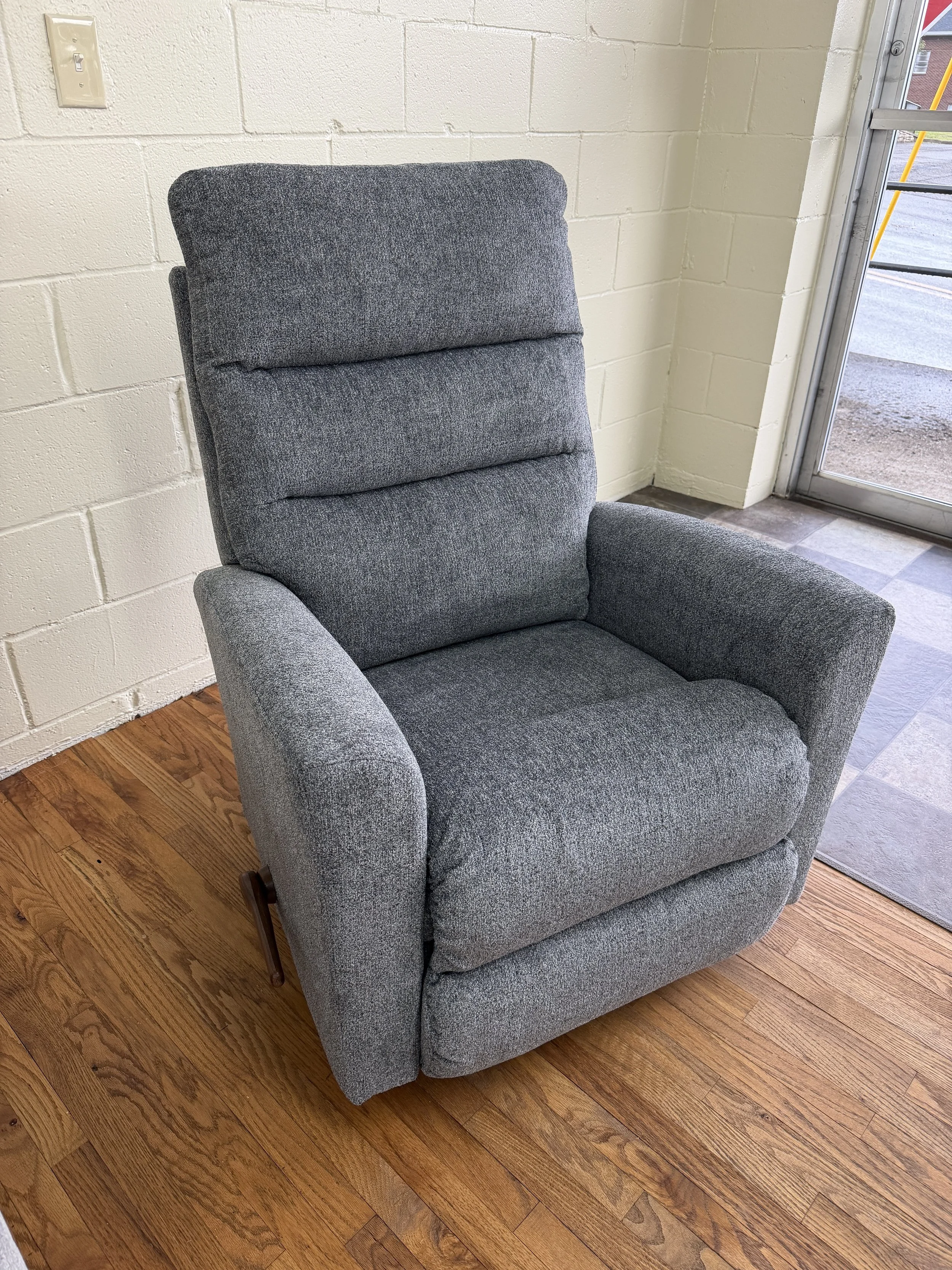 LaZBoy - Liam rocker recliner in granite light blue fabric