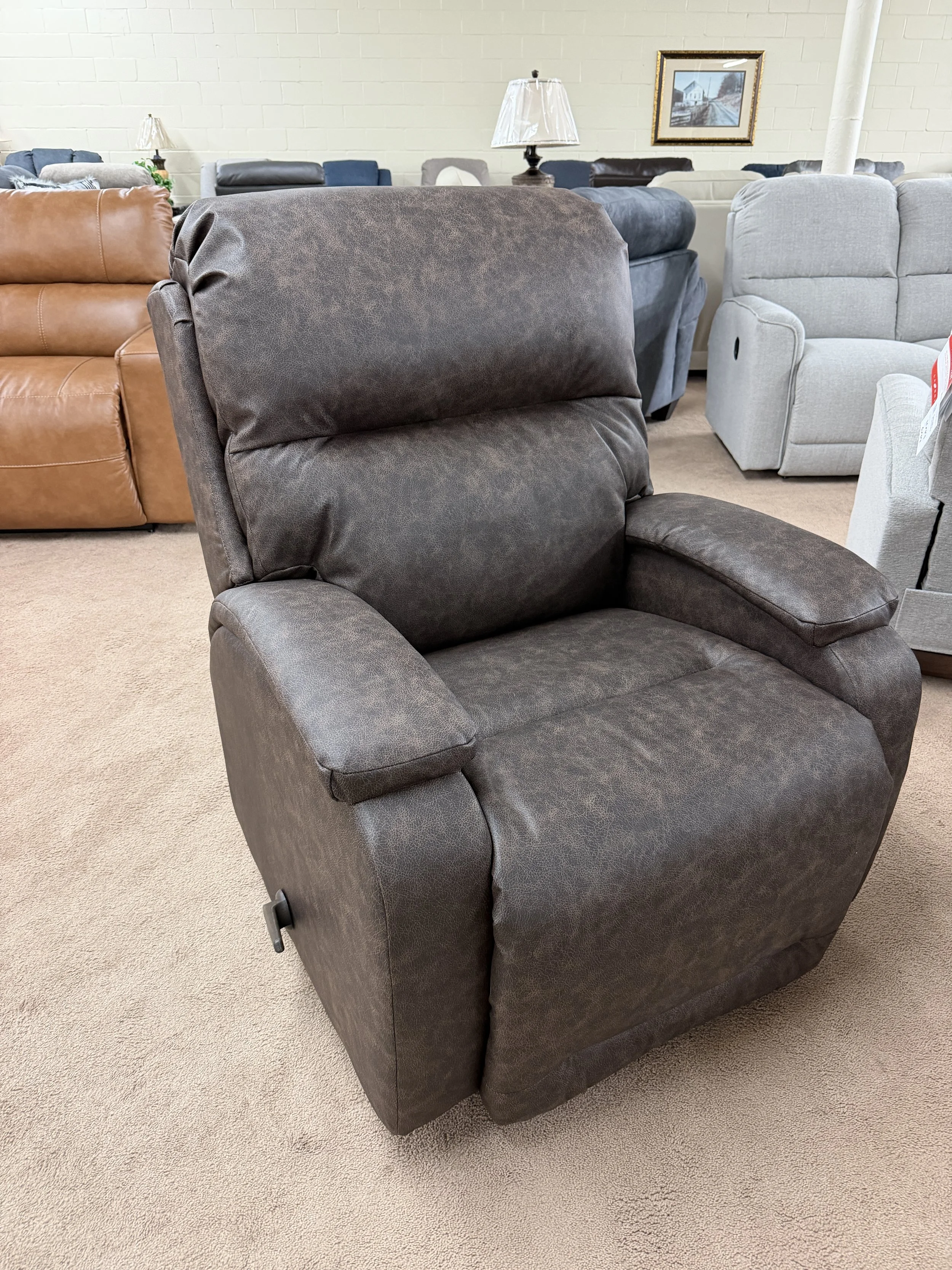 Best Home Furnishings - 'Maverly' space-saver recliner in Walnut faux-leather polyester