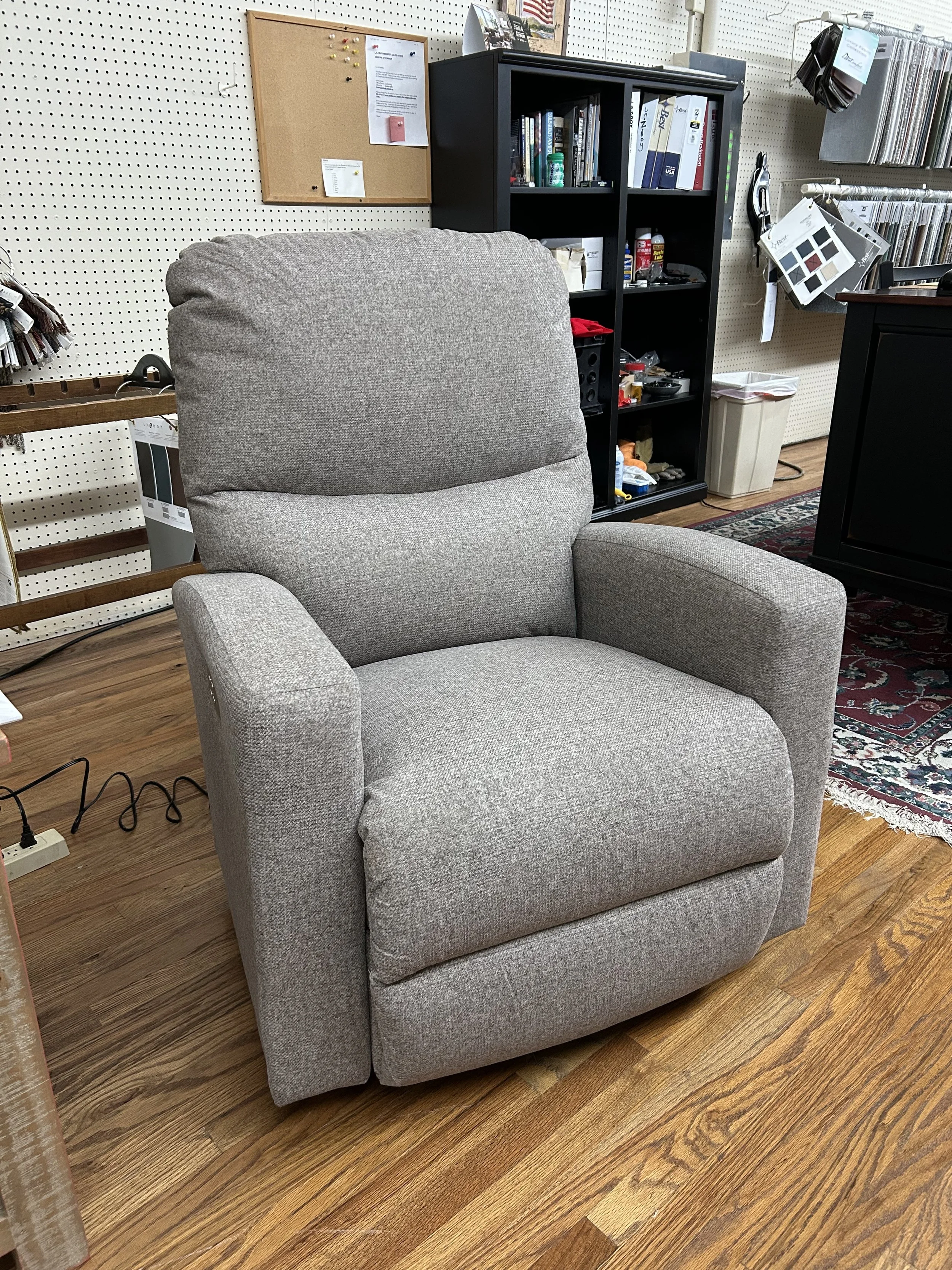 LaZBoy Sherman power recliner in light grey fabric