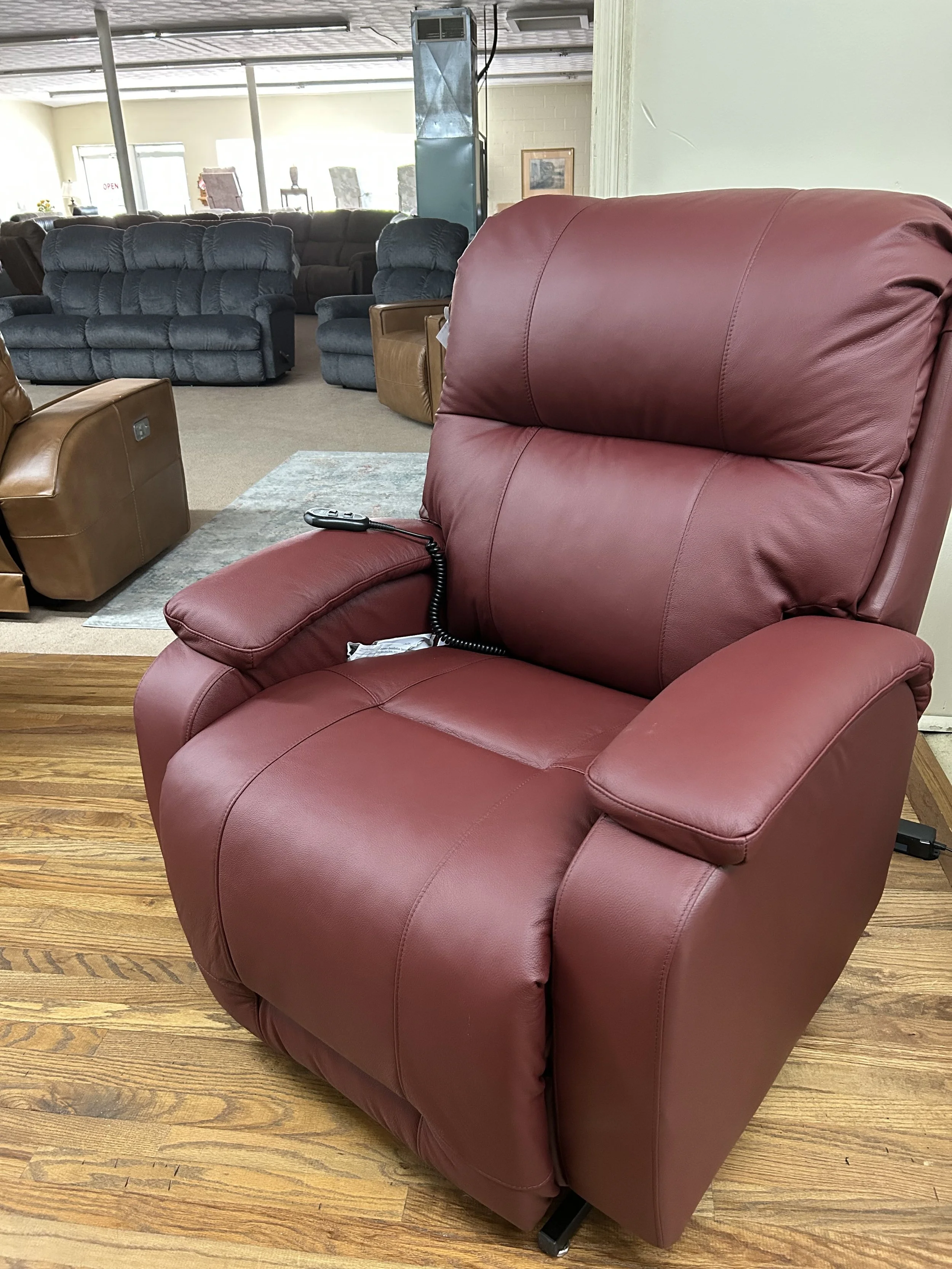 Best HF - Maverly power reclining lift chair in brick red leather