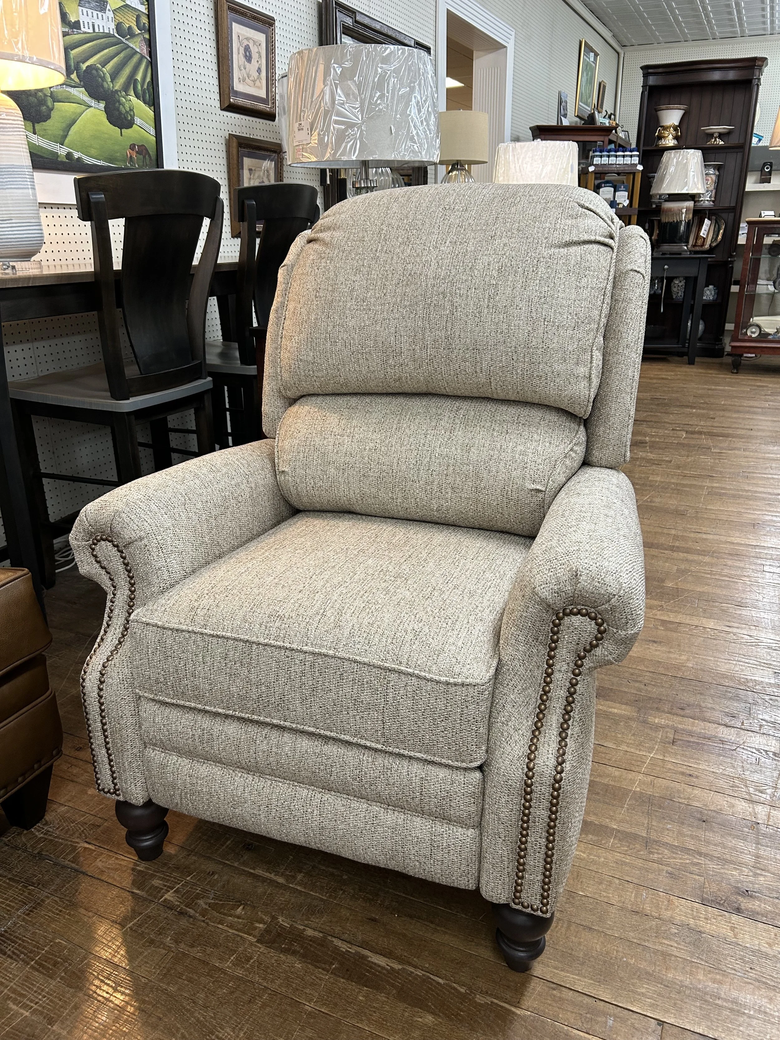 Smith Bros. - press-back reclining chair in tan fabric (style 705-33)