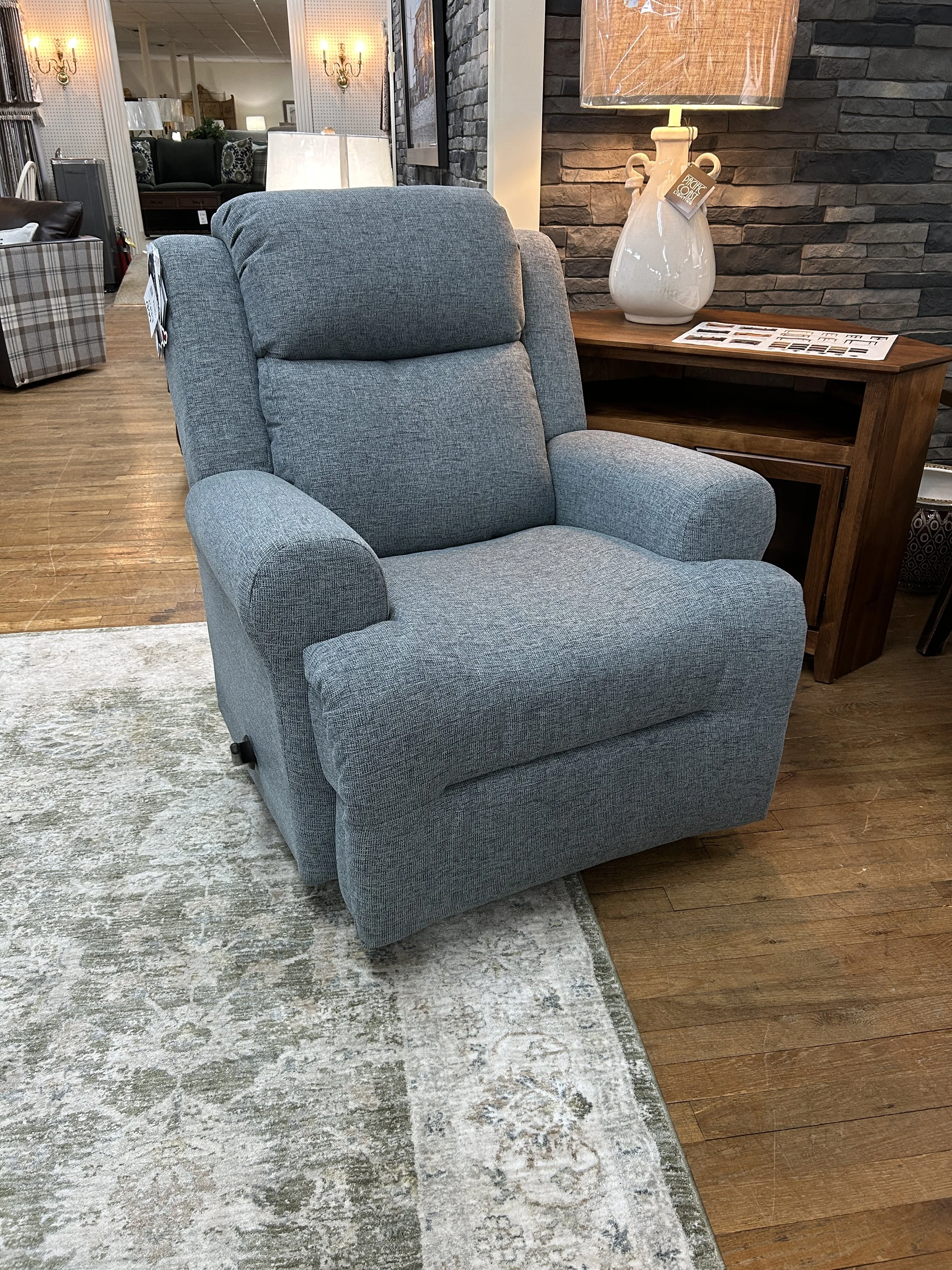 Best HF - Brielle manual swivel-glider-recliner in denim light blue fabric