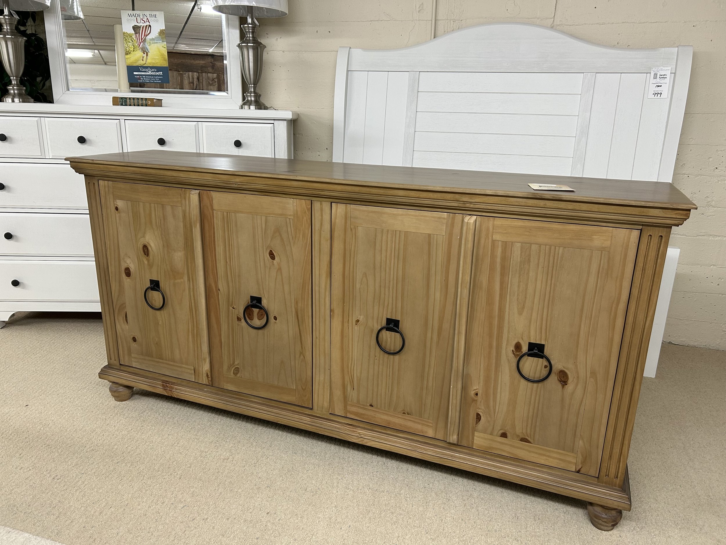 Engrave Leg 72" long Carrington Console in honey finish on solid wood - by Million Dollar Rustic (W: 72" x H: 36" x D: 16")