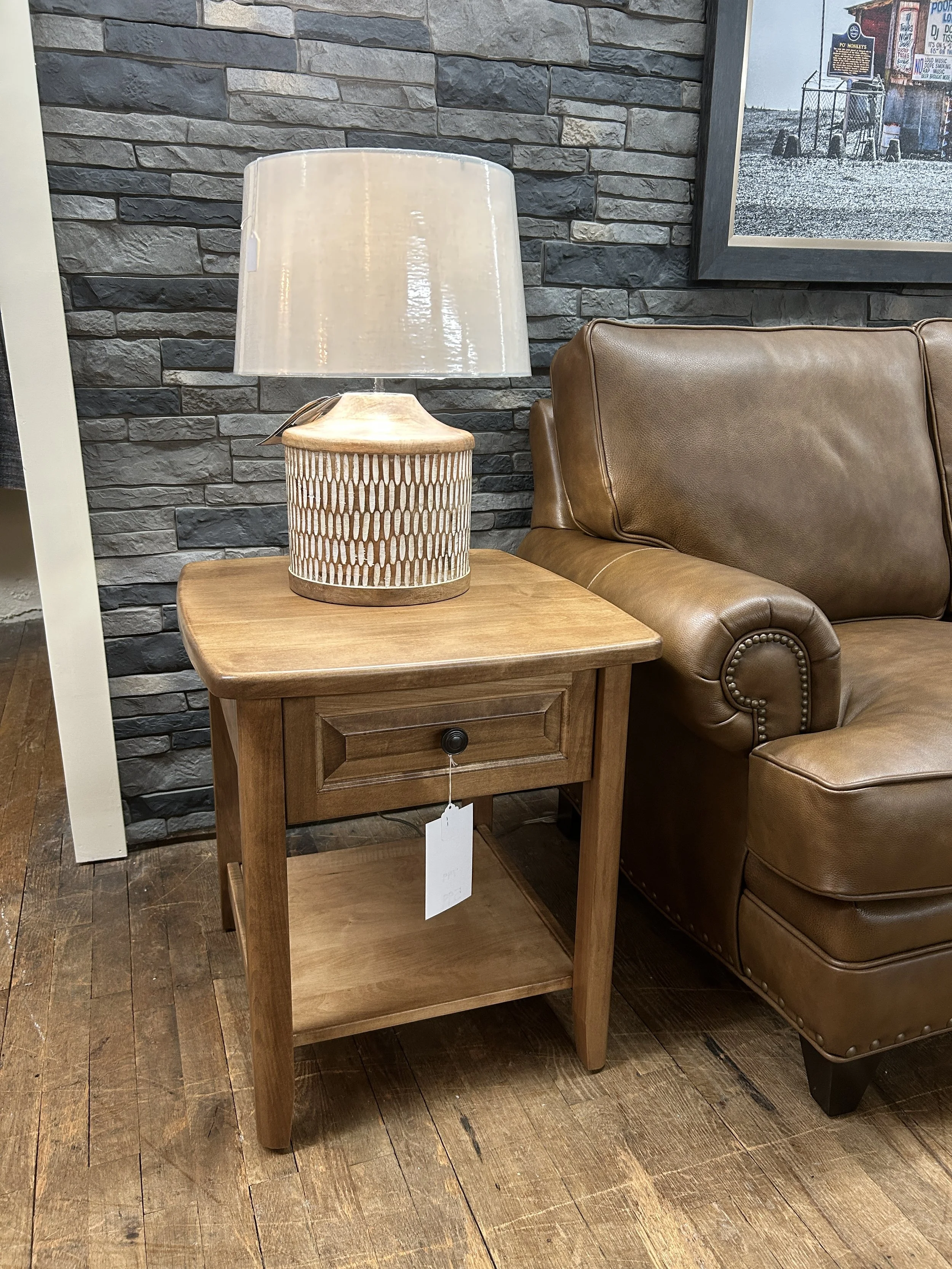 Solid Maple end table with one drawer in harvest finish by Amish Essentials