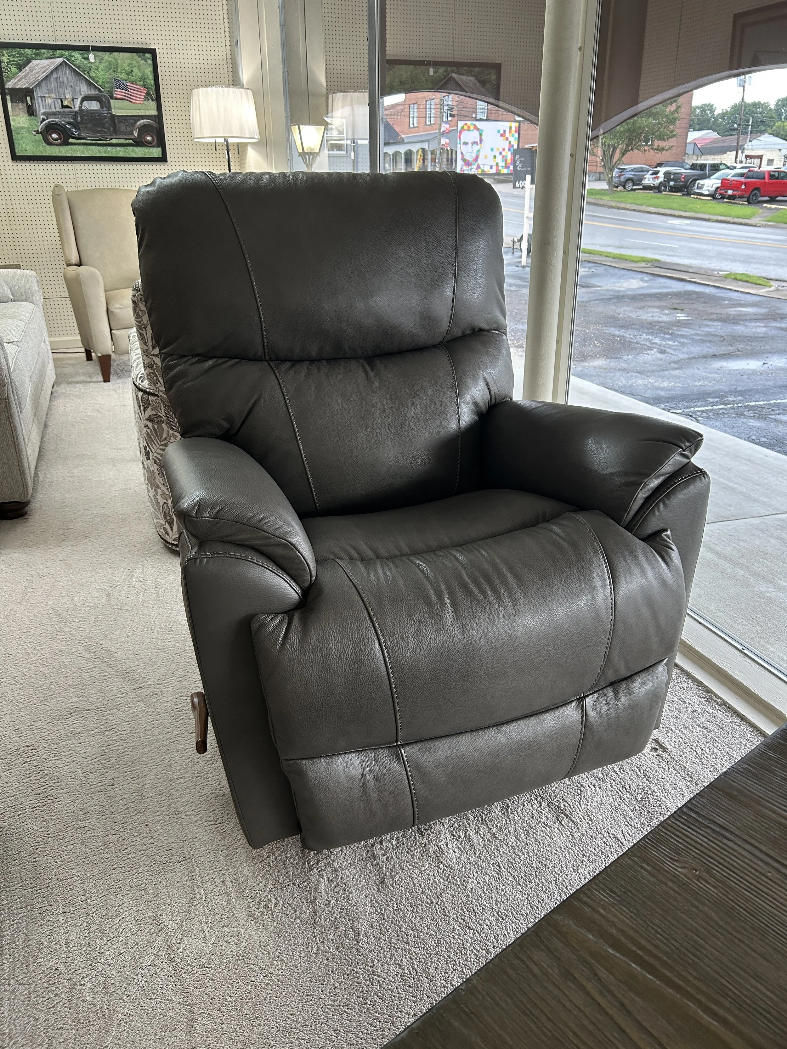 LaZBoy - Trouper manual rocker recliner in warm grey leather