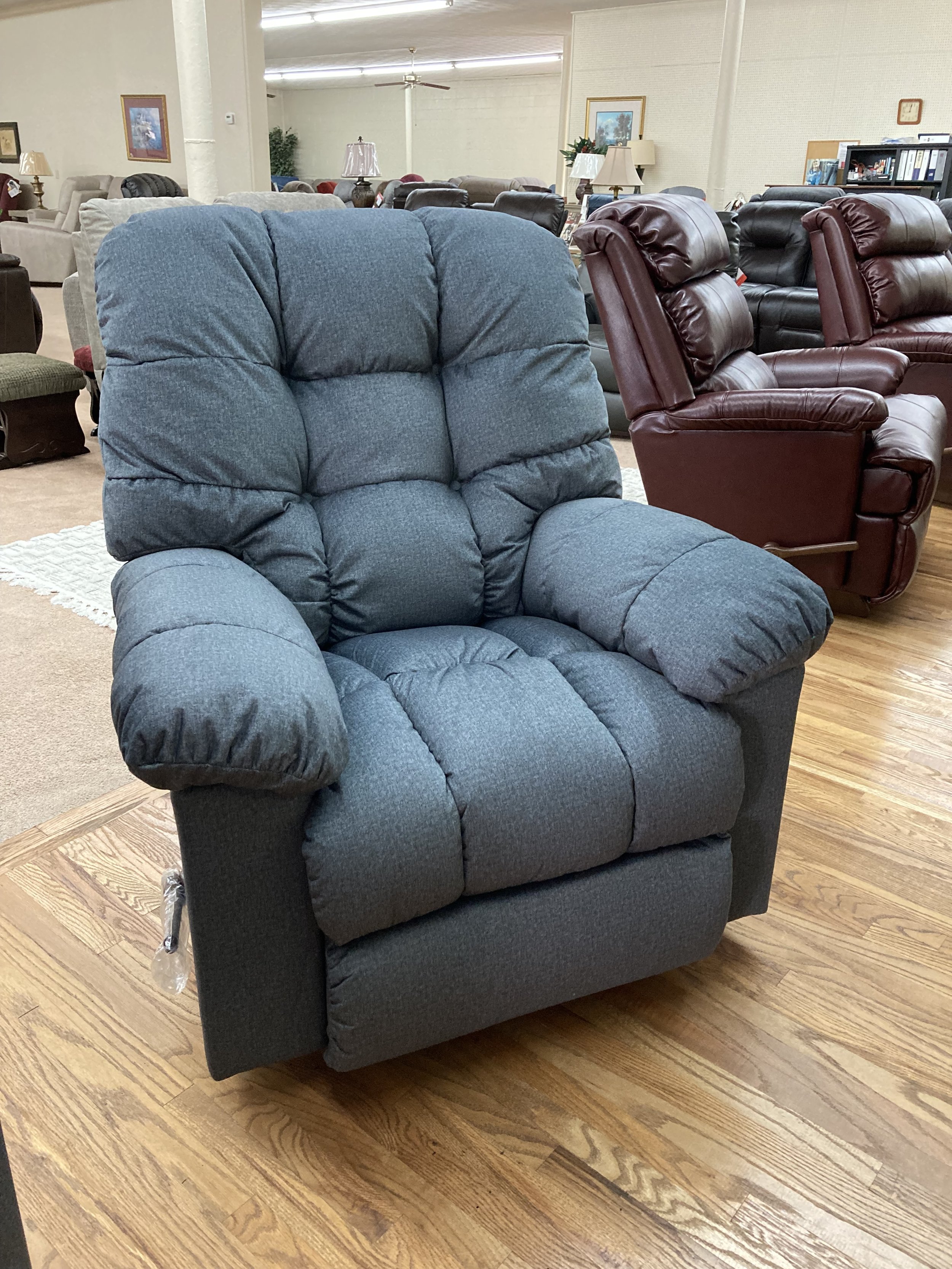 Lazy boy blue fabric recliner hotsell