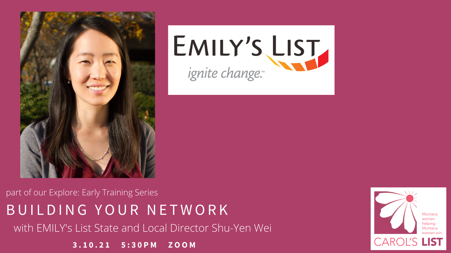 Thinking of running for office, and worried that you don't know enough people to fund and/or volunteer with your campaign? We can help. EMILY's List State and Local Director Shu-Yen Wei -- you might remember her from the excellent candidate training…