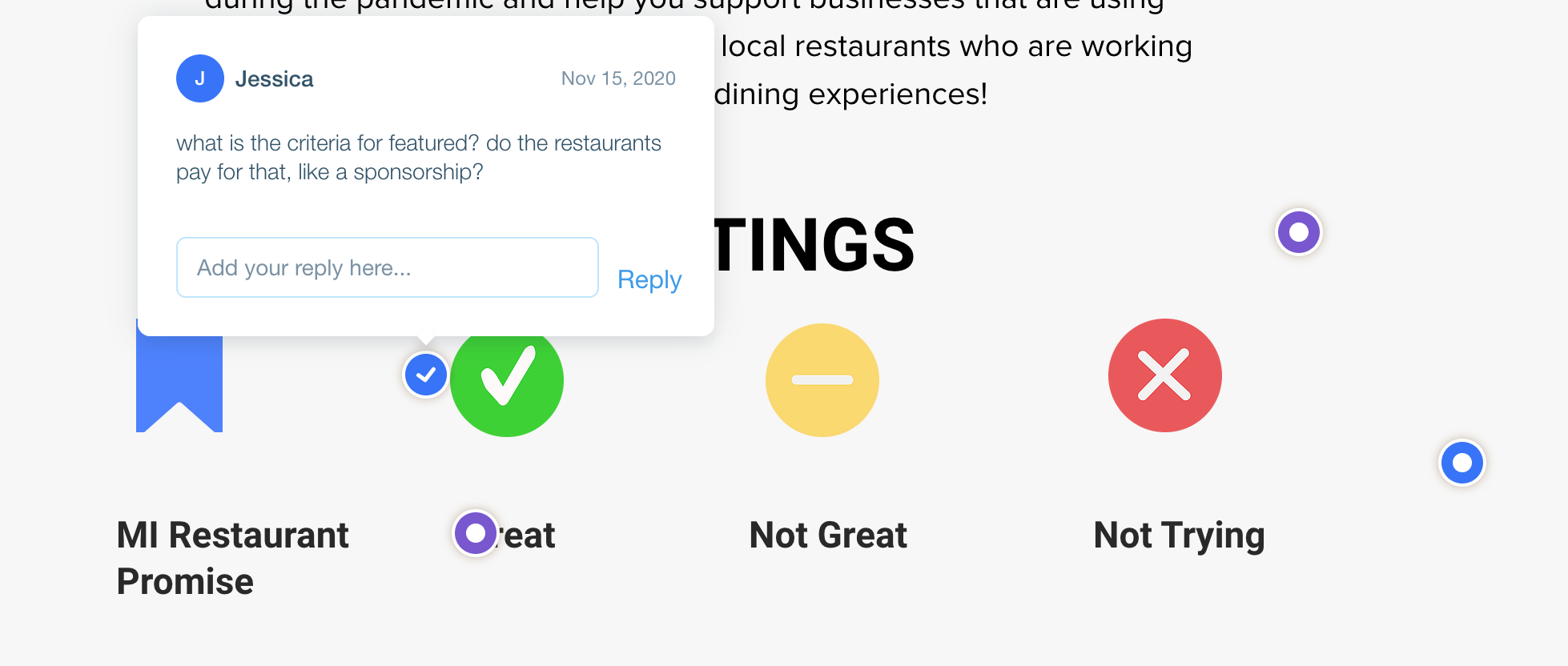 I used Wix’s “Get Feedback” to have participants