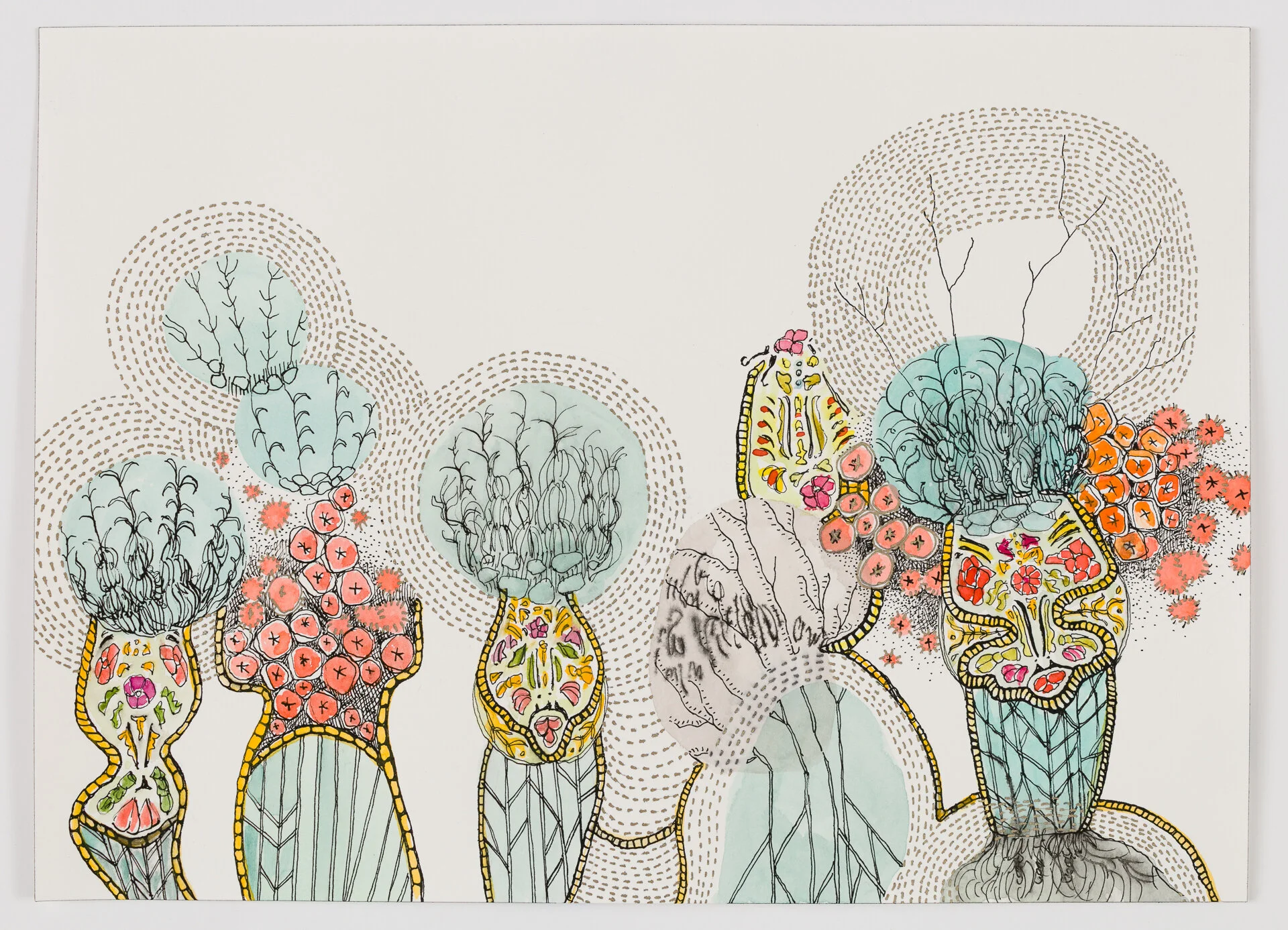 Sympathy for Spring, Gouache and Ink on Paper, 10” x 14”, 2021