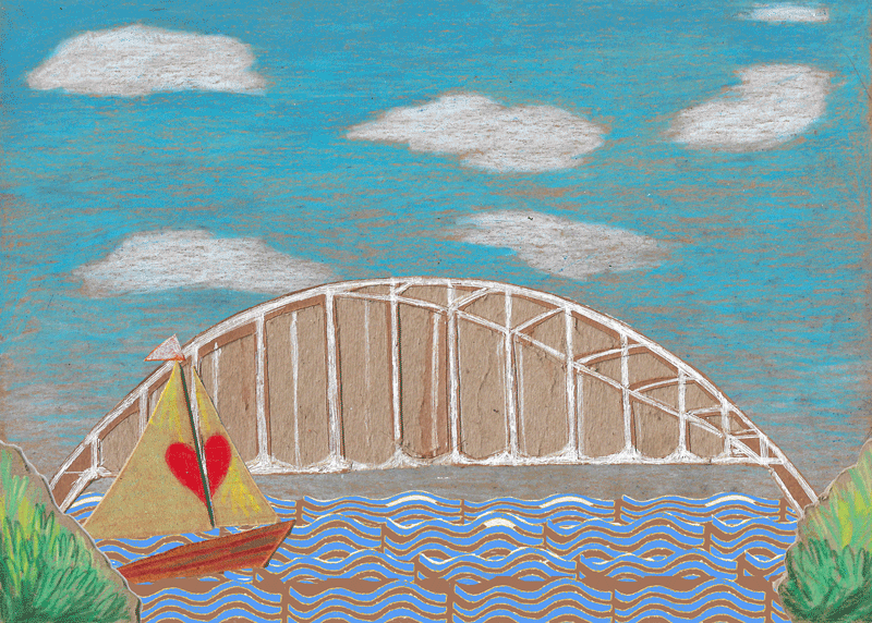 Sequence from Nashville Time 2021 music video for Sara Trunzo - cardboard pieces, colored pencil and oil pastel animated digitally