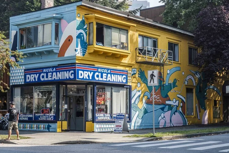 Carson Ting and Annie Chen’s recent mural at Nicola Dry Cleaning as part of VMF.