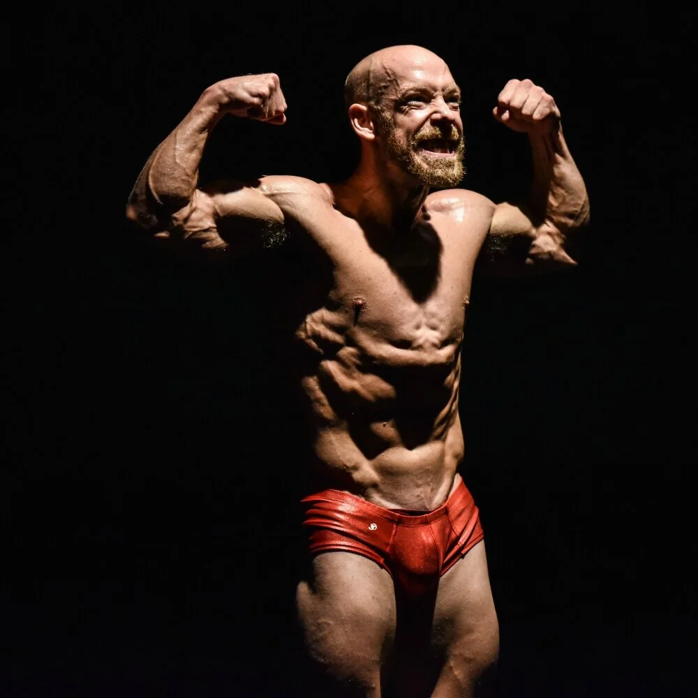 Dancer Shay Kuebler's muscle-flexing satire Feasting on Famine streams October 8, 7 pm