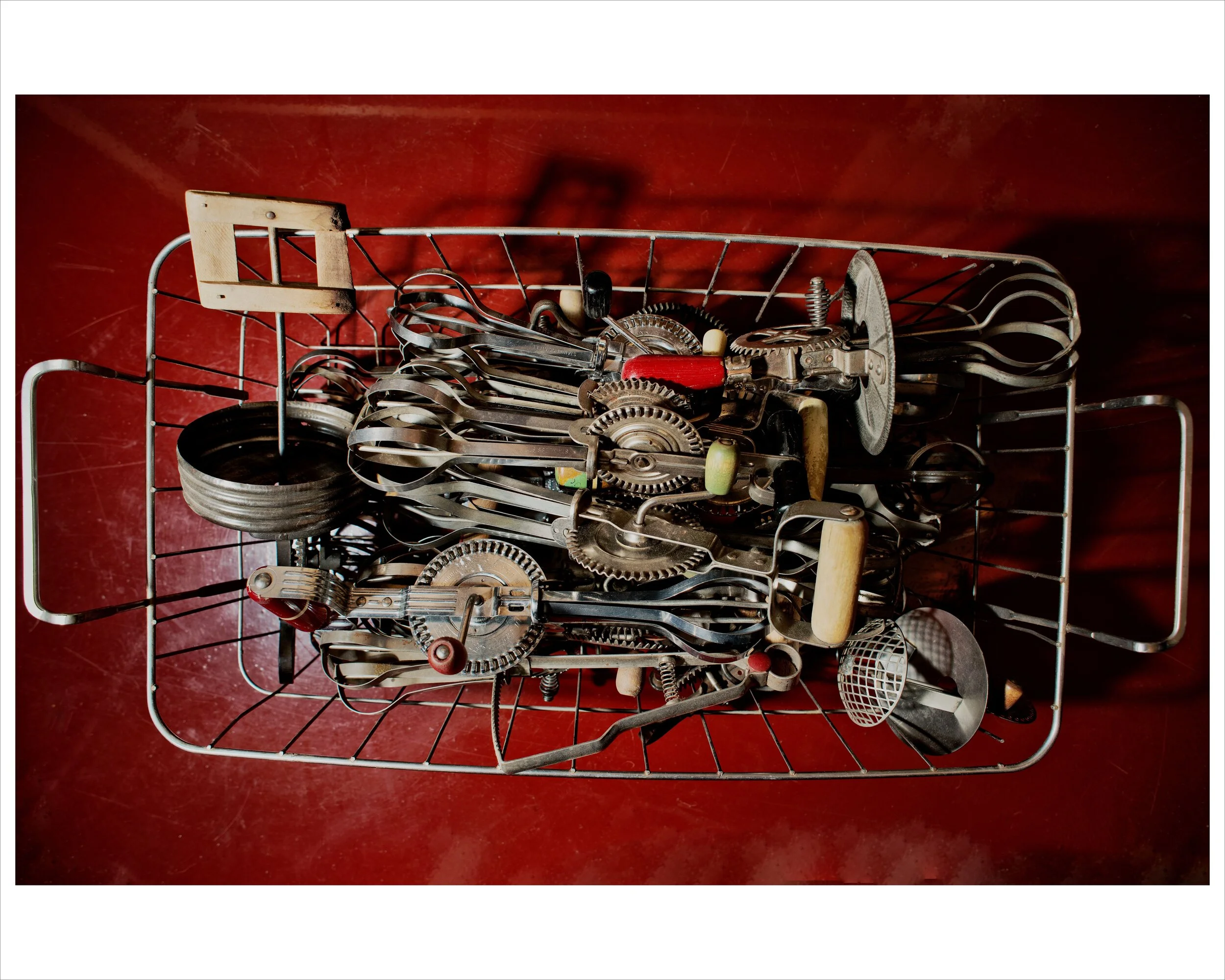 Curators found about 75 vintage eggbeaters in Geoff McMurchy’s collection, pictured here in SD Holman’s Beaters.