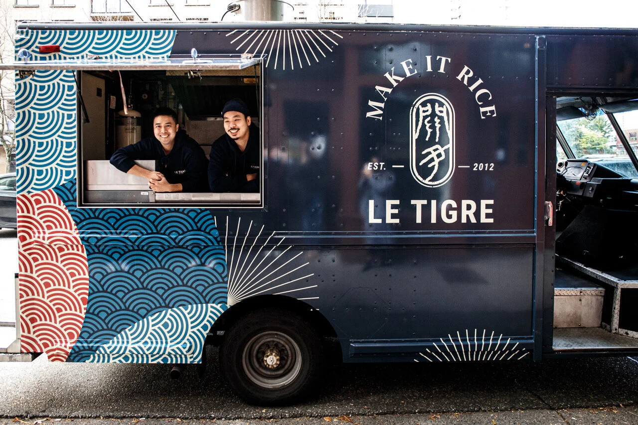With chefs Jace Yun (left) and Steve Kuan in the galley, Le Tigre food truck is back after a hiatus. Photo by Leila Kwok