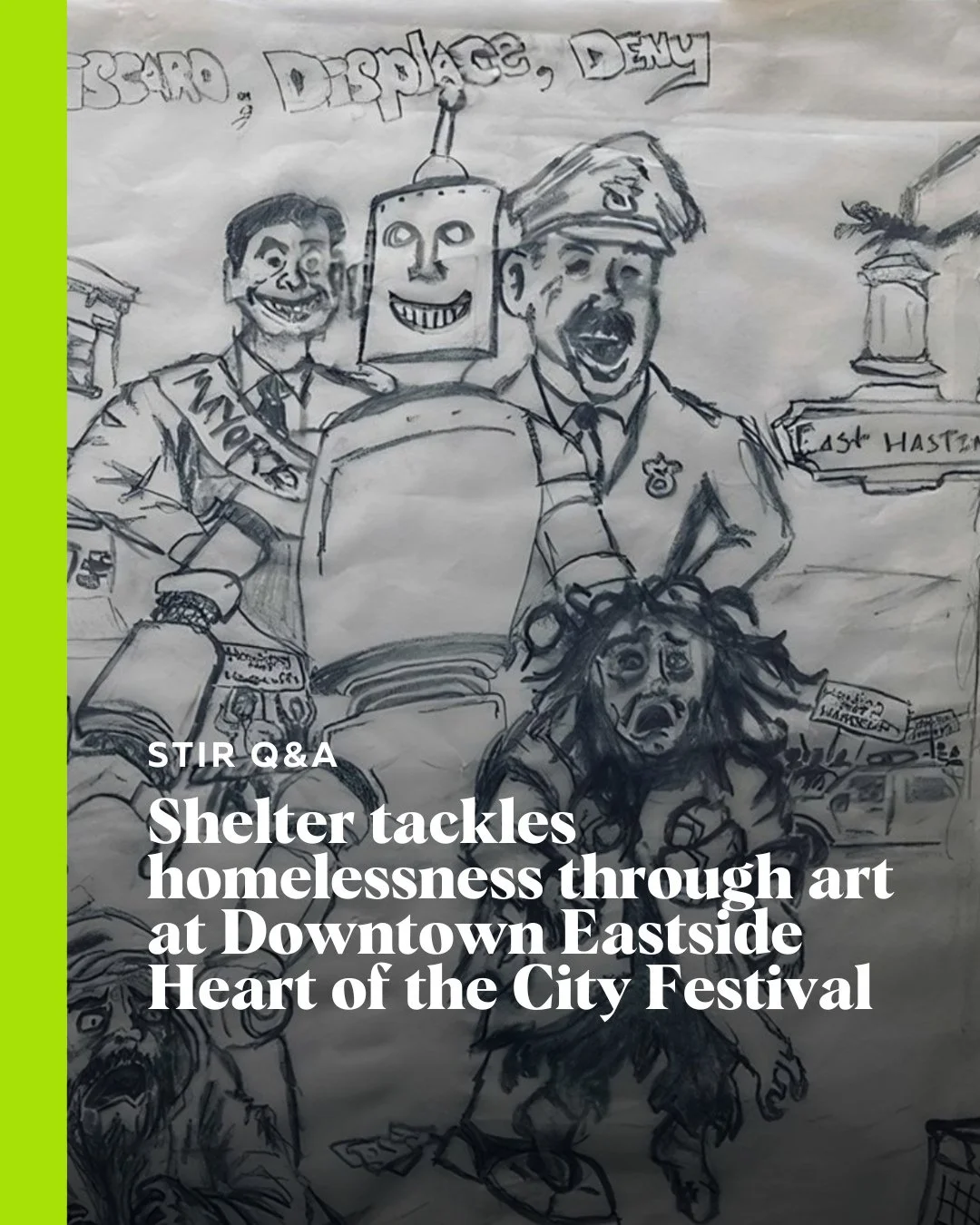 From October 31 to November 8, take a look at local bus shelters for a view of homelessness and the housing crisis that we don&rsquo;t often get. ⁠
⁠
Check out the full Q&amp;A at Stir, ahead of @dtesheartofthecityfestival.⁠
⁠
⁠
#vancouverarts #dtes 
