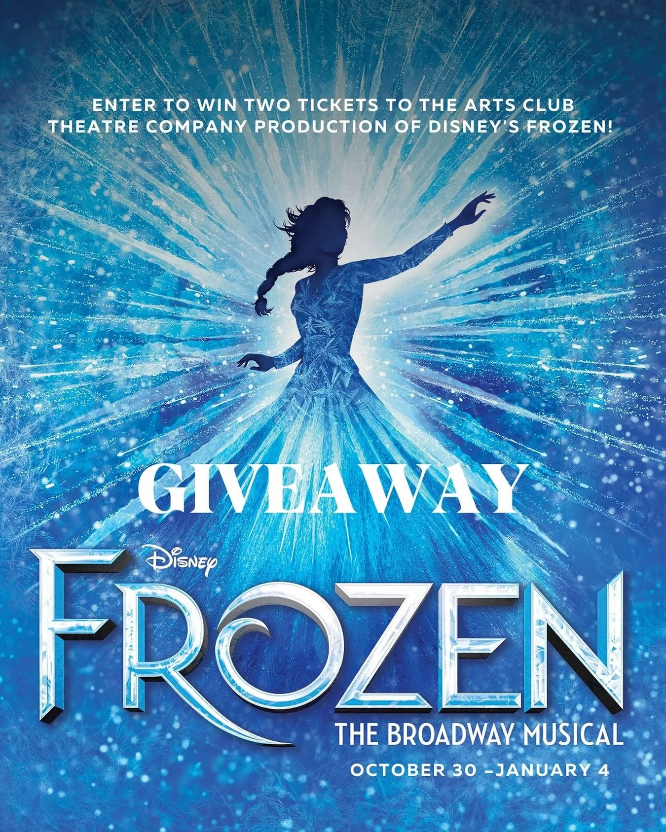 GIVEAWAY

Enter to win two tickets to the Arts Club Theatre Company Production of DISNEY&rsquo;S FROZEN! ❄️

Experience the magic of the beloved animated movie live before your eyes! 

Revel in showstopping favourites such as &ldquo;Let It Go,&rdquo;