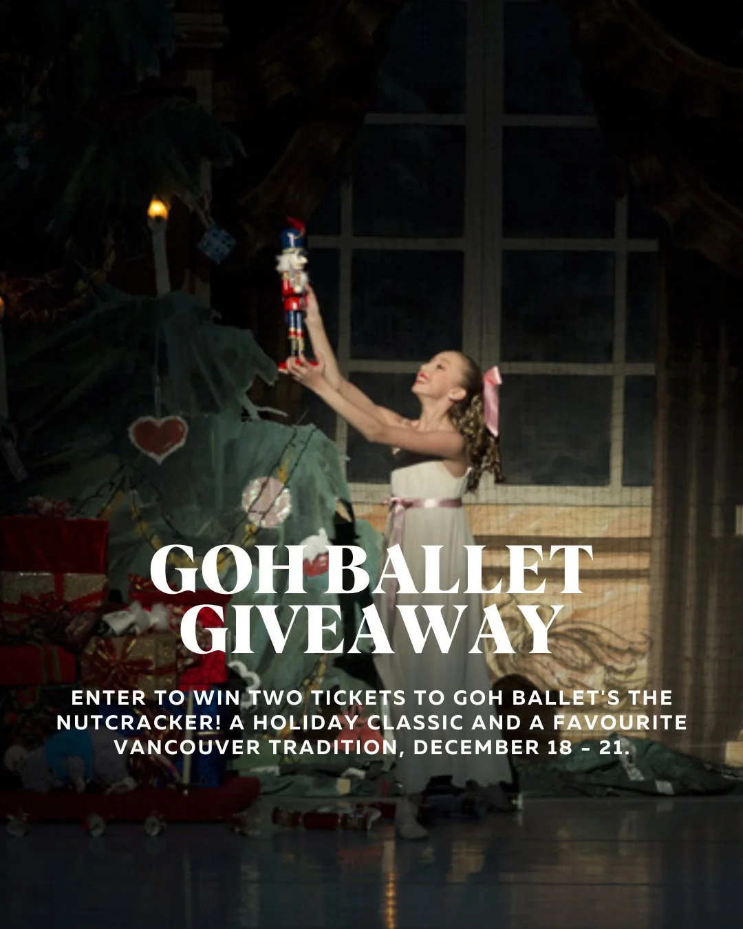 GIVEAWAY⁠
⁠
This holiday season, experience artistry, elegance, and wonder, as Goh Ballet&rsquo;s cherished production returns to captivate Vancouver, December 18 to 21 at the Queen Elizabeth Theatre. ⁠
⁠
Emmy Award&ndash;winner Anna-Marie Holmes&rsq