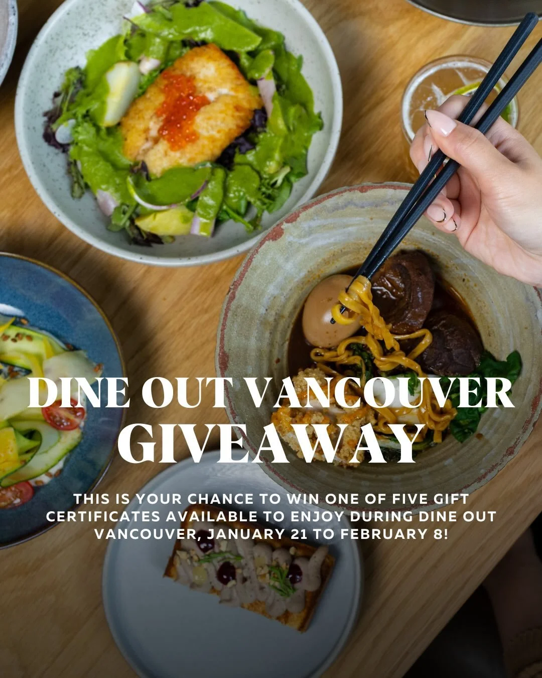 GIVEAWAY 
 
Savour and sip your way through Canada&rsquo;s largest food and drink festival, Dine Out Vancouver! 🍷🍴

This is your chance to win one of five gift certificates available to enjoy at some of Vancouver&rsquo;s top restaurants as Dine Out