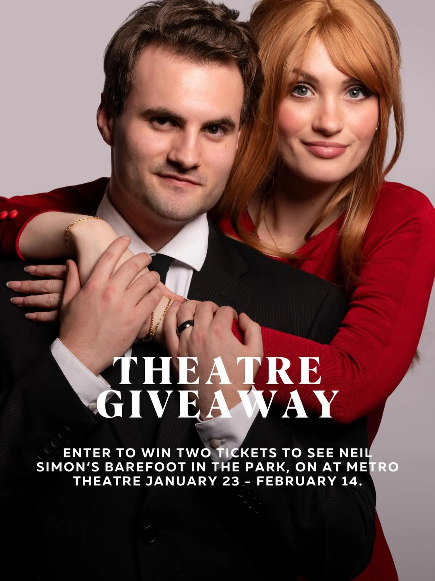 GIVEAWAY

Neil Simon&rsquo;s timeless romantic comedy follows a free-spirited bride and her buttoned-up groom through their first wild week of marriage. Cramped apartments, quirky neighbours, and cold feet&mdash;literally.⁠ This is your chance to ent