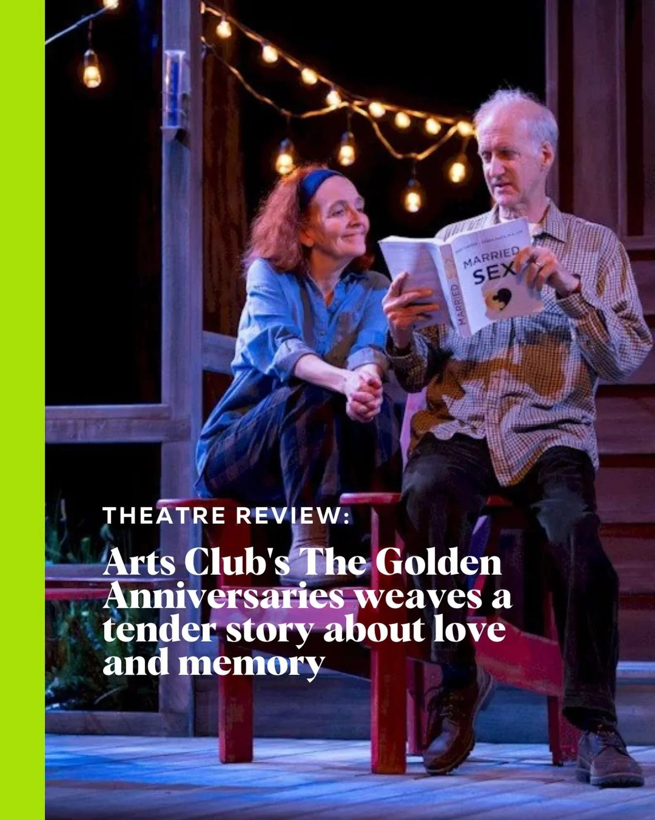 How do you celebrate 50 years of marriage? From playwright Mark Crawford comes The Golden Anniversaries, a fast-paced, laugh-out-loud funny story about love, memory, and the beautiful messiness of a long life together.

Head to Stir for the @theartsc