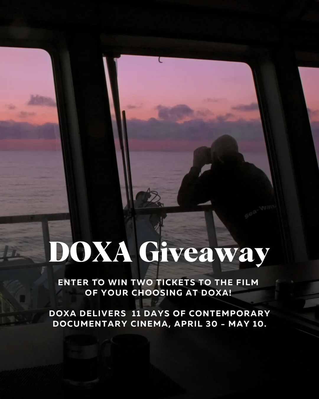 GIVEAWAY

The 25th DOXA Documentary Film Festival delivers some of the very best in contemporary documentary cinema over 11 days. 

From April 30 - May 10, DOXA presents an exceptional selection of films, filmmaker Q+A&rsquo;s, and Industry events th