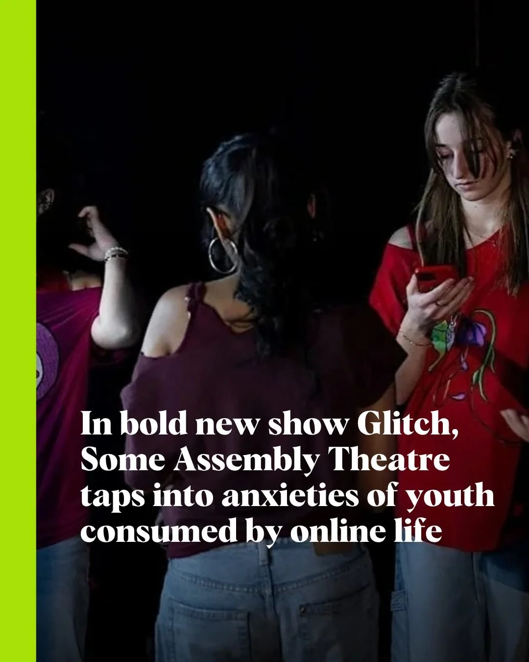 Long-time company writer and director Valerie Methot talks about her rich creative collaboration with young people who are struggling with the fallout of addiction to phones. 

Read more about the new @glitch.theatre work at Stir. 

#theatre #perform
