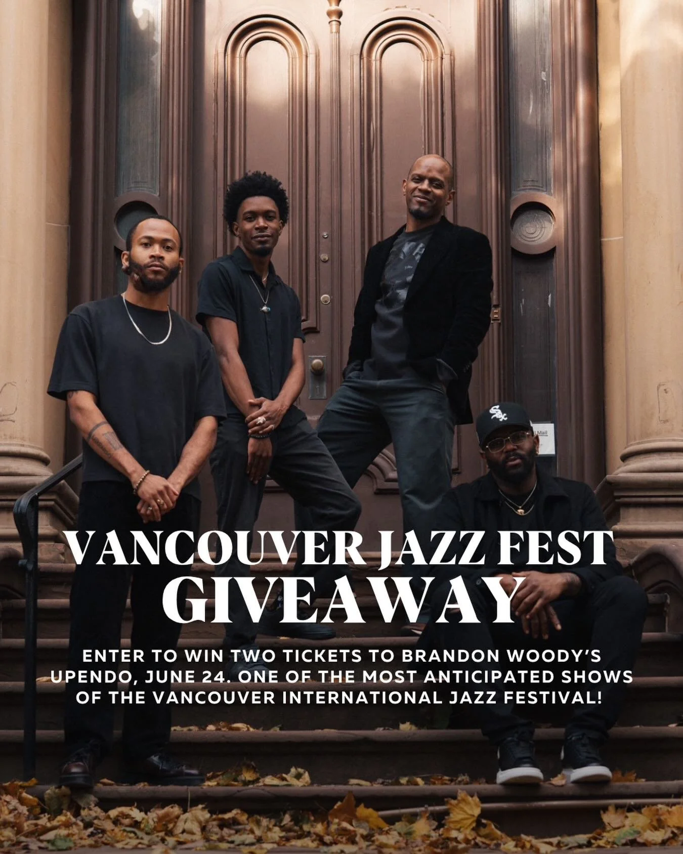 🎶 GIVEAWAY 🎶

Enter to win two tickets to Brandon Woody&rsquo;s Upendo, one of the most anticipated shows of the Vancouver International Jazz Festival! 

Baltimore-born trumpeter Brandon Woody, a rising force in contemporary jazz who signed with th