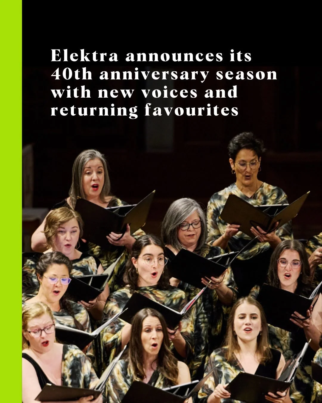 For 2026&ndash;27, @elektrayvr will premiere new commissions by Canadian composers Suba Sankaran and Alex Eddington, as well as revisiting works from its inaugural year. 

Read more at Stir ahead of the acclaimed choir&rsquo;s 40th&mdash;&ldquo;The R