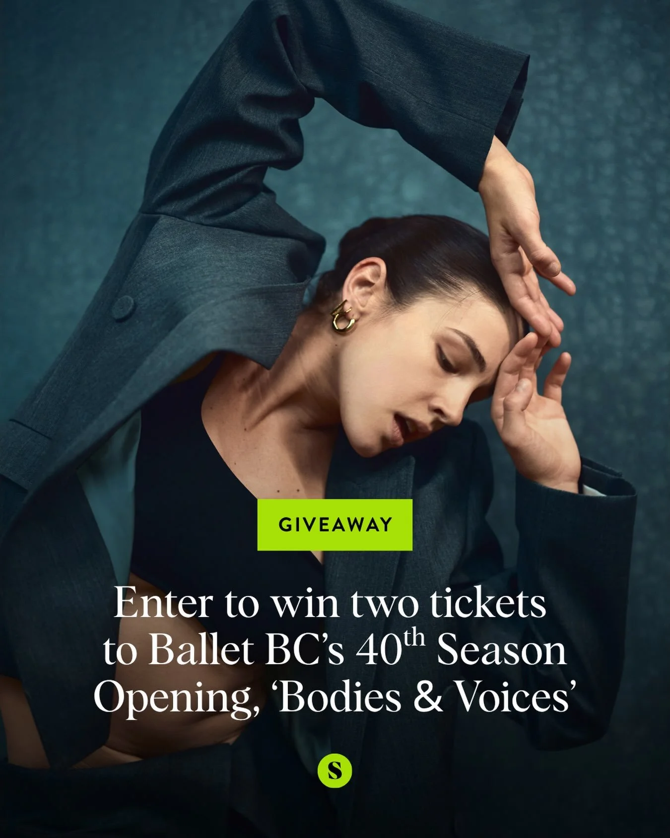 GIVEAWAY

Enter to win two tickets to Ballet BC&rsquo;s 40th anniversary season opening, &lsquo;Bodies &amp; Voices&rsquo;, November 5 - 7. 

The evening opens with the North American premiere of I&rsquo;m afraid to forget your smile, created for six