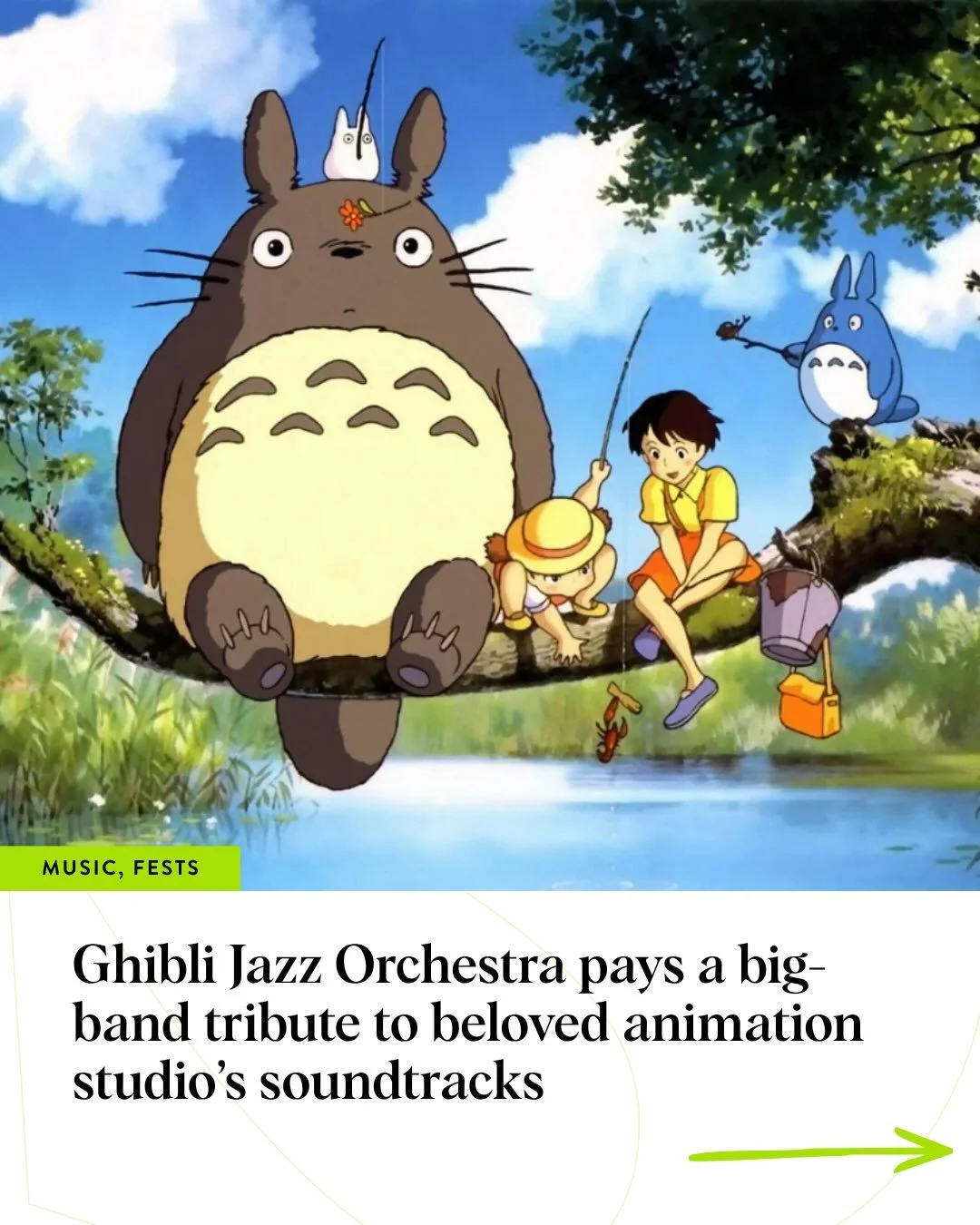 Ghibli Jazz Orchestra pays a big-band tribute to beloved animation studio&rsquo;s soundtracks. 

Isabel Leong and her 18-piece band play scores by Ghibli composer Joe Hisaishi&mdash;but they don&rsquo;t simply re-create the music of the films. 

🎶 R