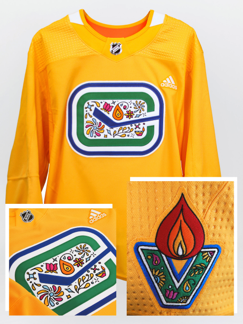 Vancouver Canucks on X: Our Diwali warmup jersey auction is now open for  bids! Designed by @jagnagra_, a local South Asian artist, these will be  worn on Friday vs. Nashville. BID NOW