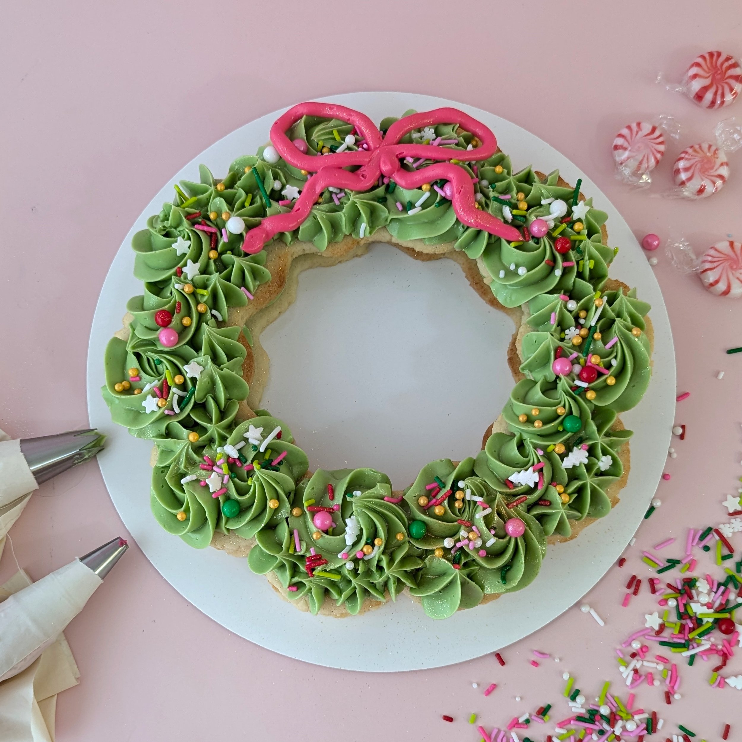 Festive Wreath Cookie Cake