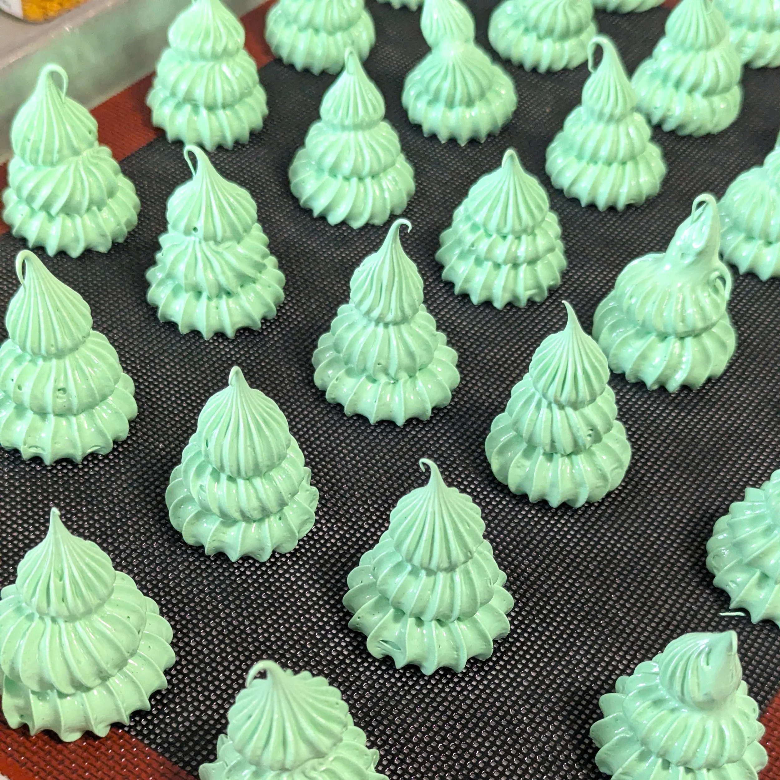 unsprinkled christmas tree meringues.jpg