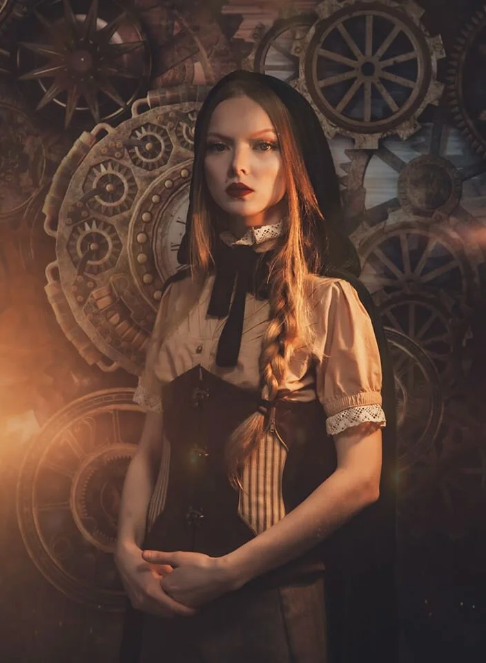 Steampunk Pinstripe zipper Corset