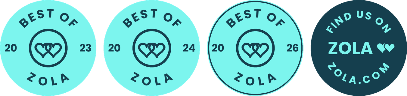 Best of Zola 2023, 2024, and 2026 award badges
