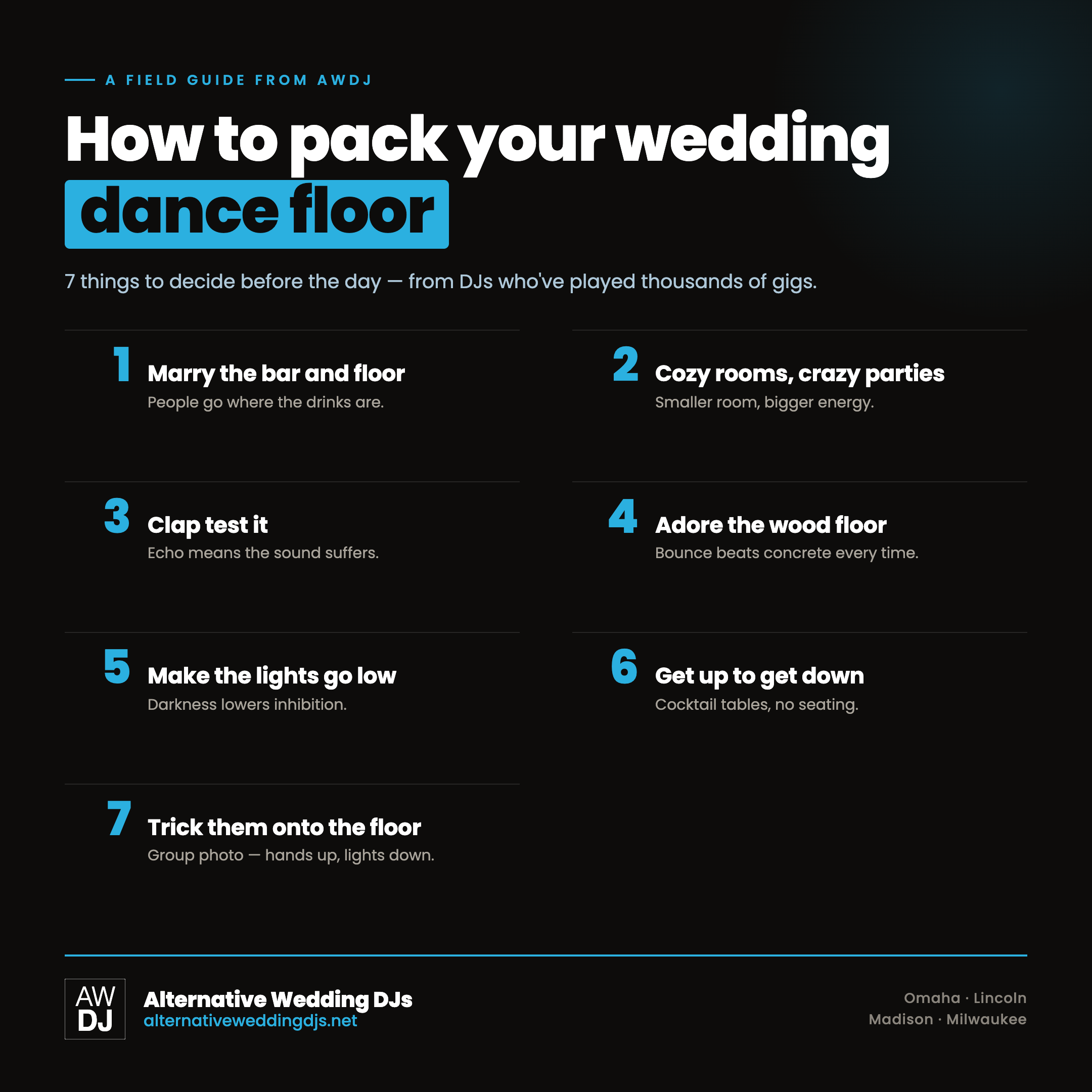 Guide for setting up a room for dancing at a wedding
