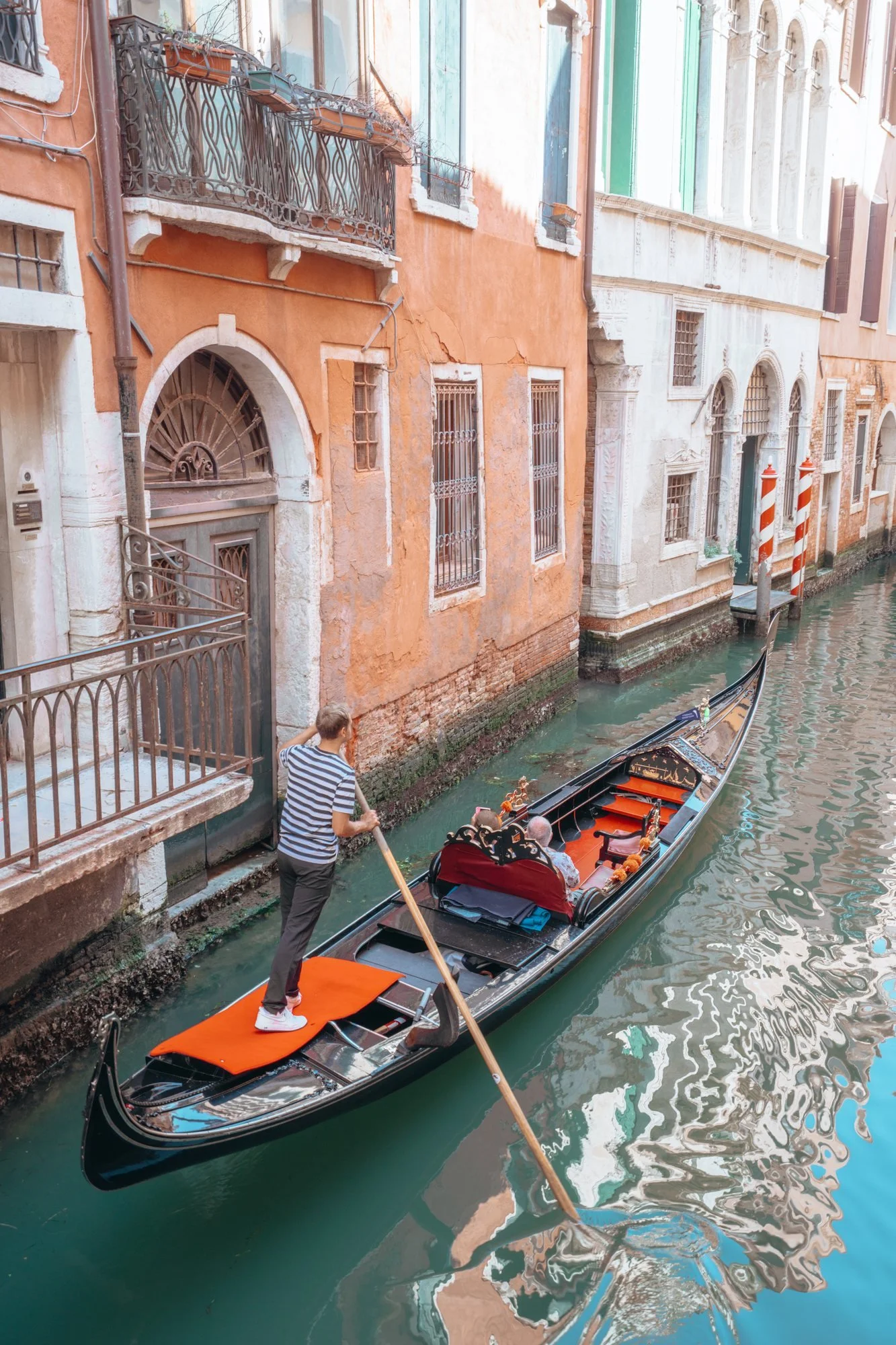 Gondola on a quiet canal in Venice, Italy