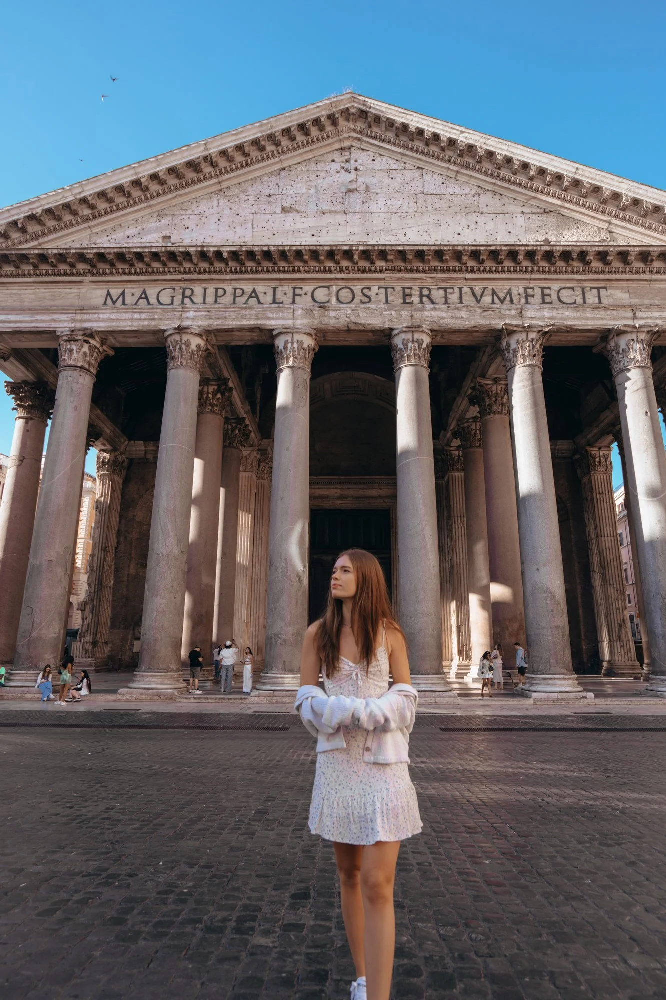 Claire in front of the Pantheon in Rome, Italy