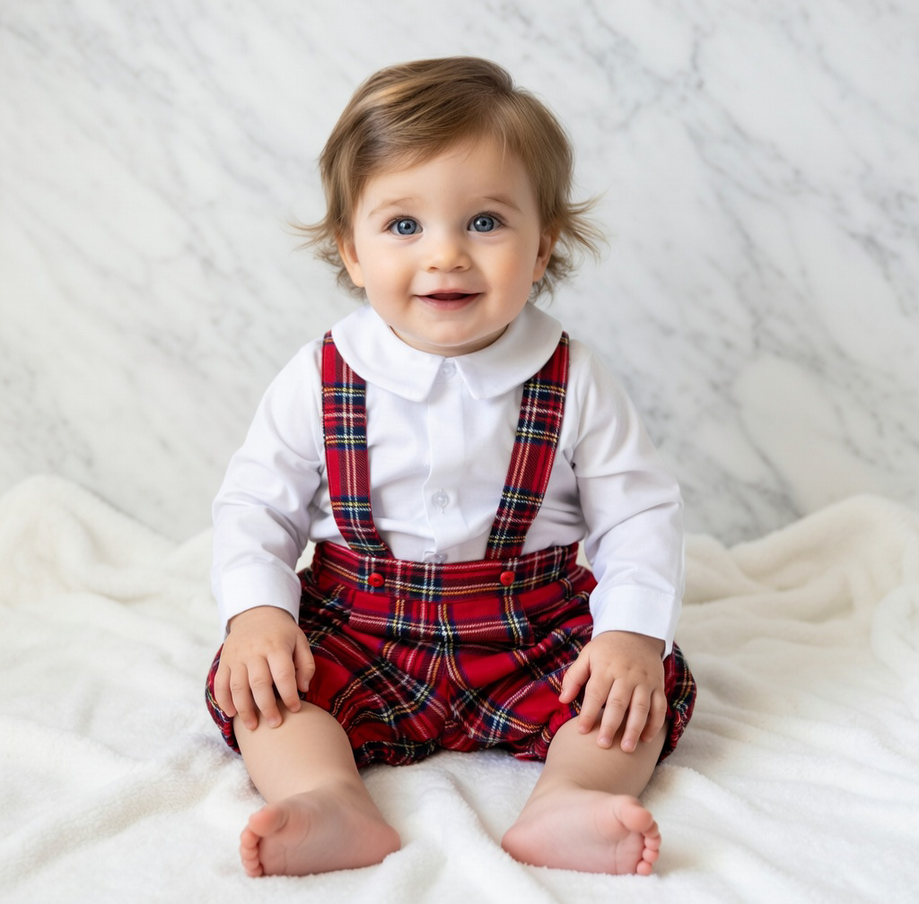 Red Tartan Dungaree Set SALE
