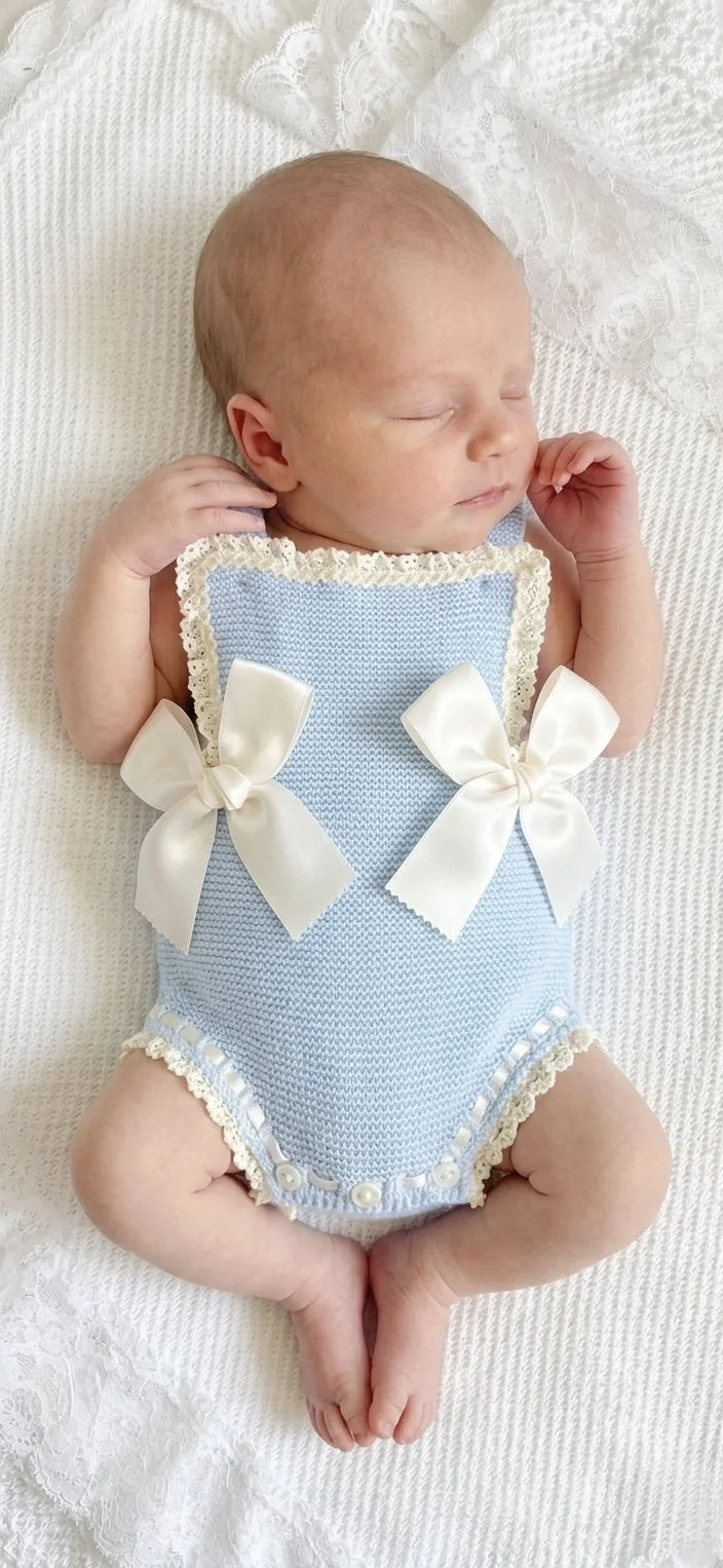 Luxury Baby Blue And Cream Romper