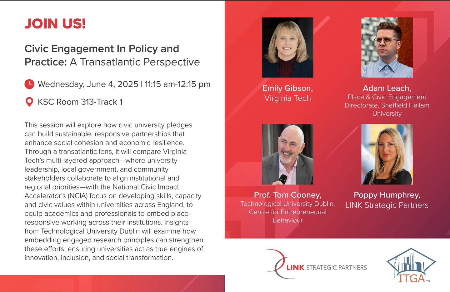 #TeamLINK&rsquo;s second @itga_org 2025 panel is one you definitely don&rsquo;t want to miss! Moderated by LINK&rsquo;s Director of Standards &amp; Accountability @poppylh83, this panel will explore the important role civic university pledges serve i